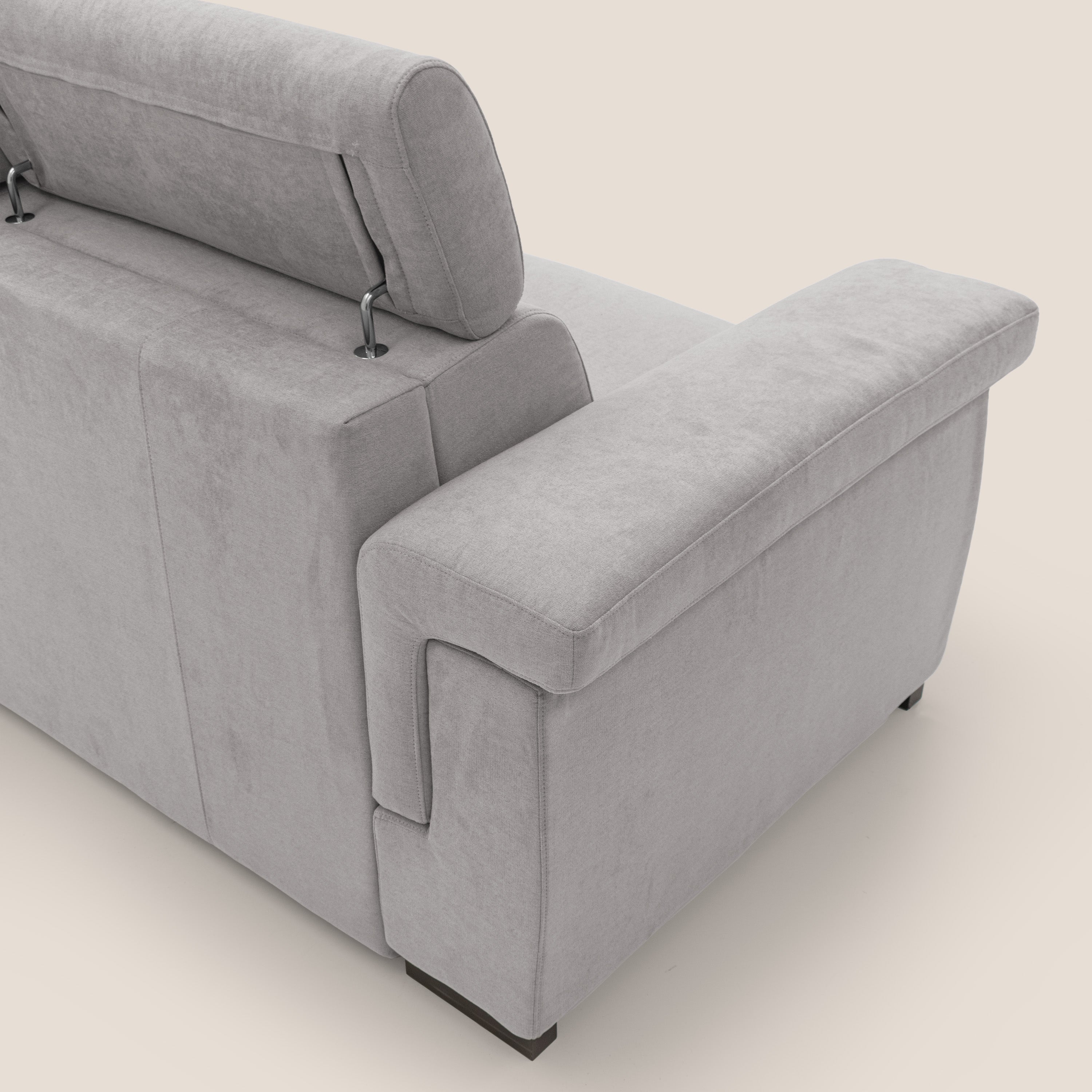 Bjorn divano letto sfoderabile con materasso H18 cm e poggiatesta reclinabili in tessuto impermeabile T02 grigio chiaro - divani.store