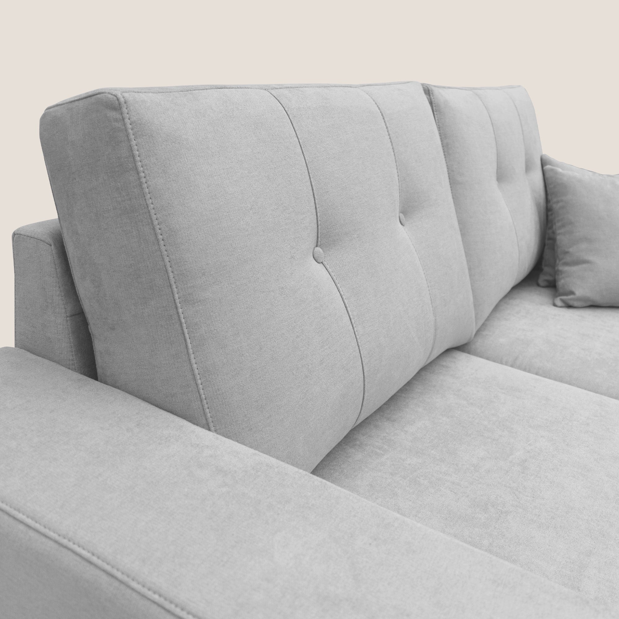 Giove divano in morbido tessuto impermeabile T02 grigio chiaro - divani.store