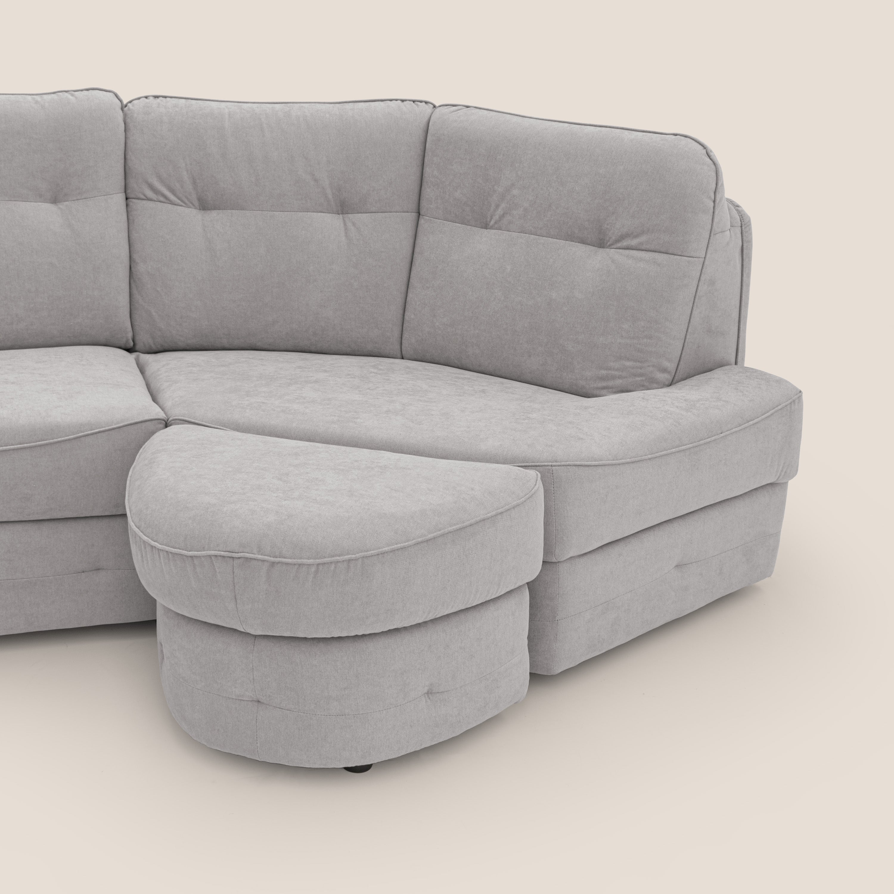 Zeus divano letto angolare con materasso H18 cm pouf mobile in tessuto impermeabile T02 - divani.store