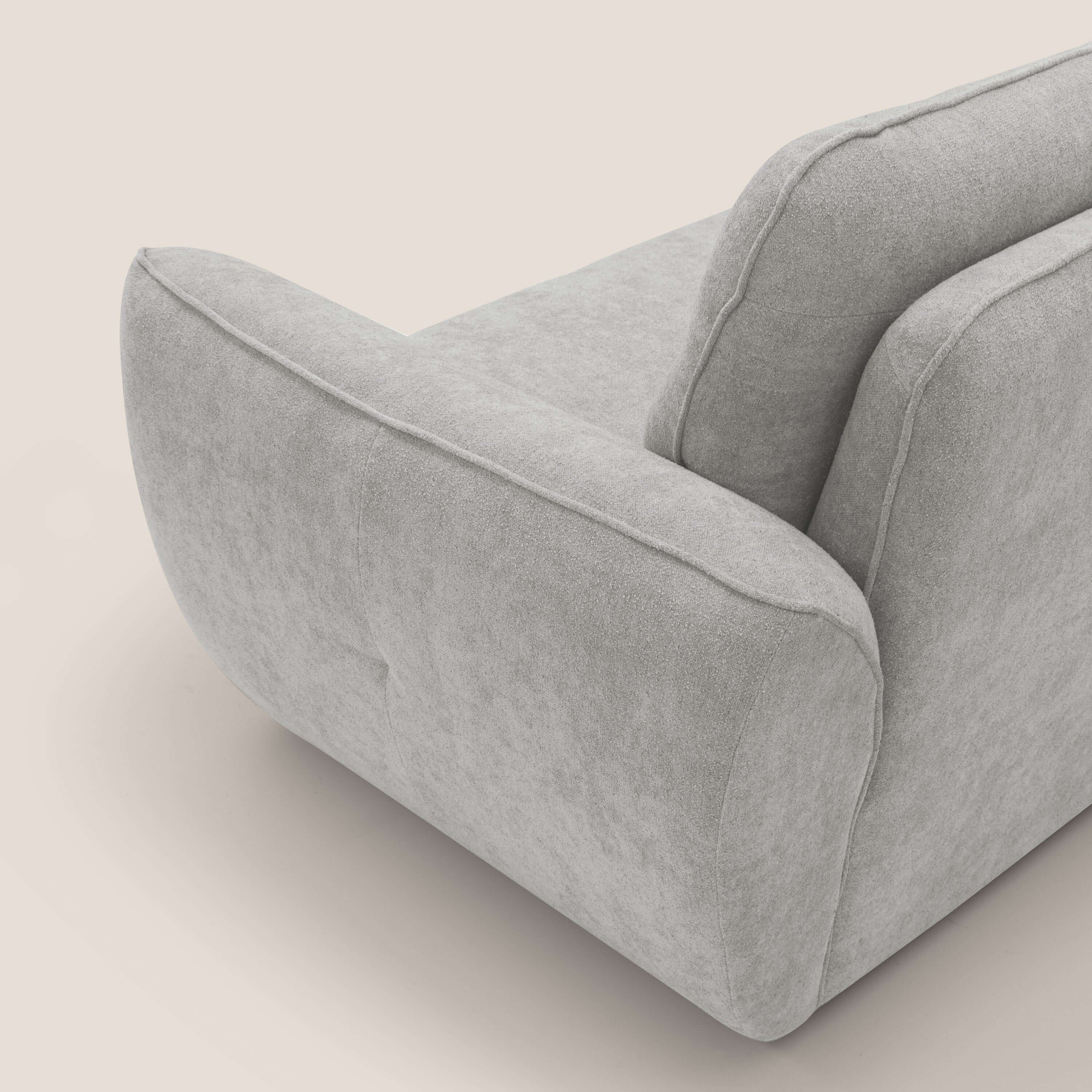 Cerbero divano 2 e 3 posti in morbido bouclé impermeabile T07 grigio - divani.store