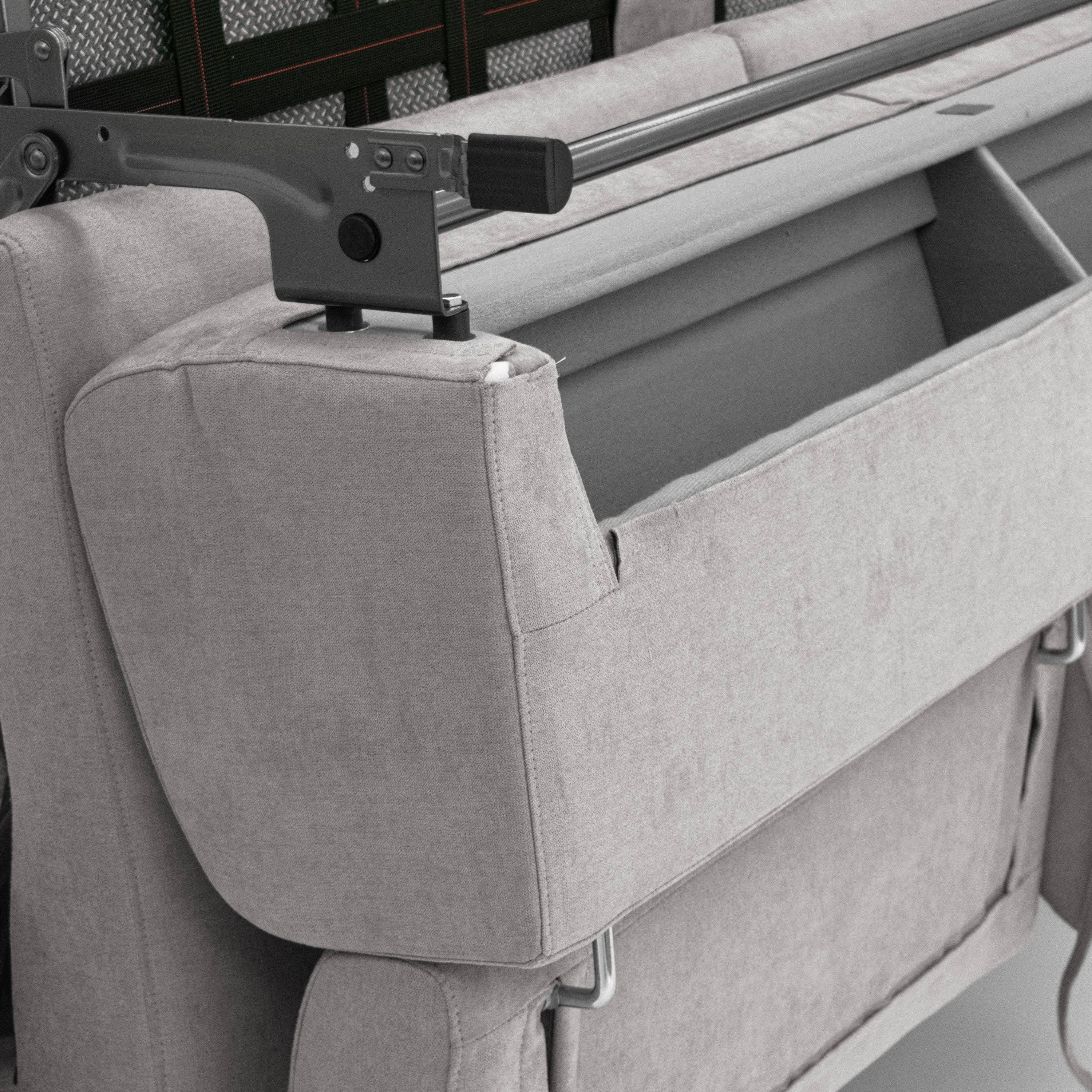 Bjorn divano letto sfoderabile con materasso H18 cm e poggiatesta reclinabili in tessuto impermeabile T02 grigio chiaro - divani.store