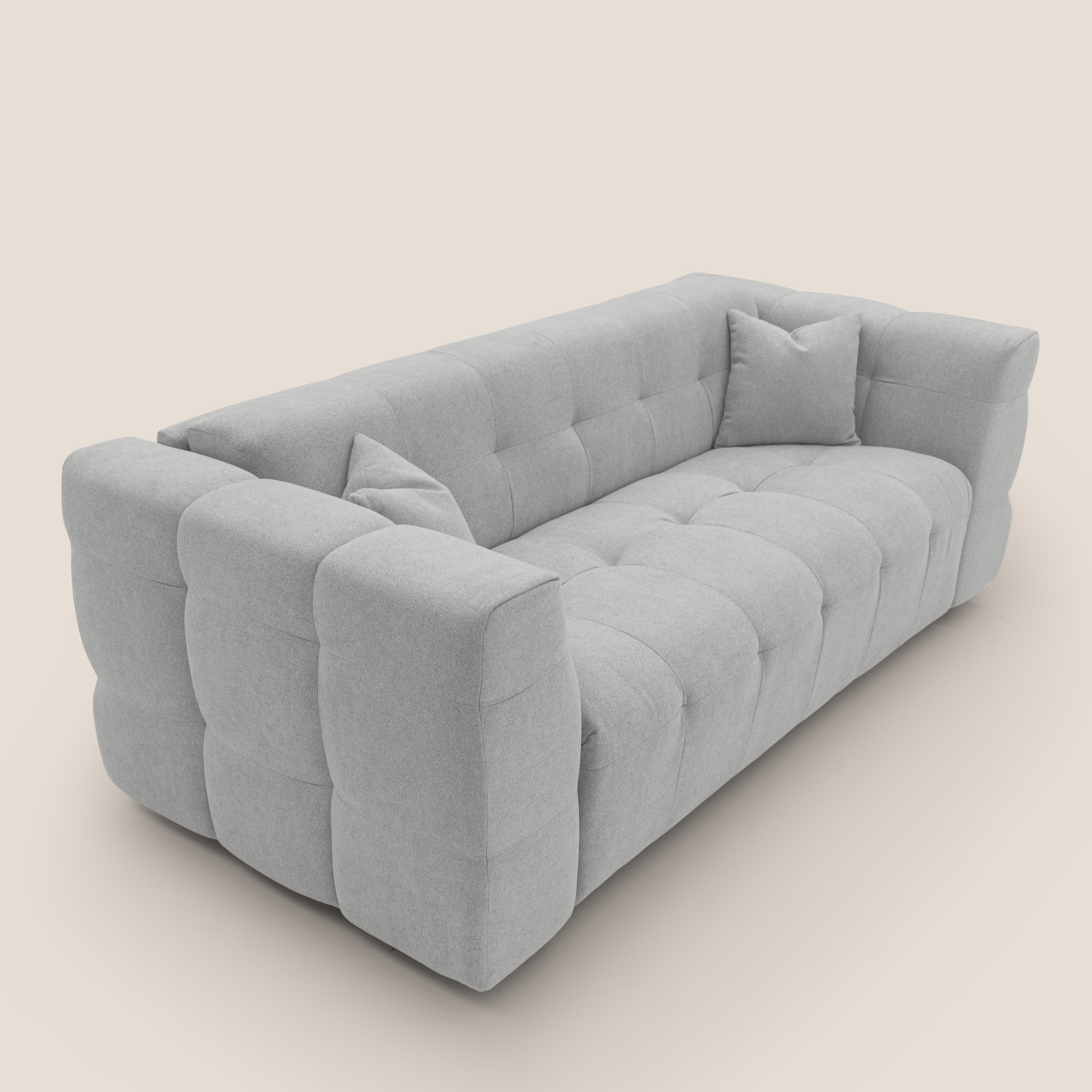Tender Divano letto matrimoniale dal design innovativo in tessuto bouclet impermeabile T07 grigio - divani.store