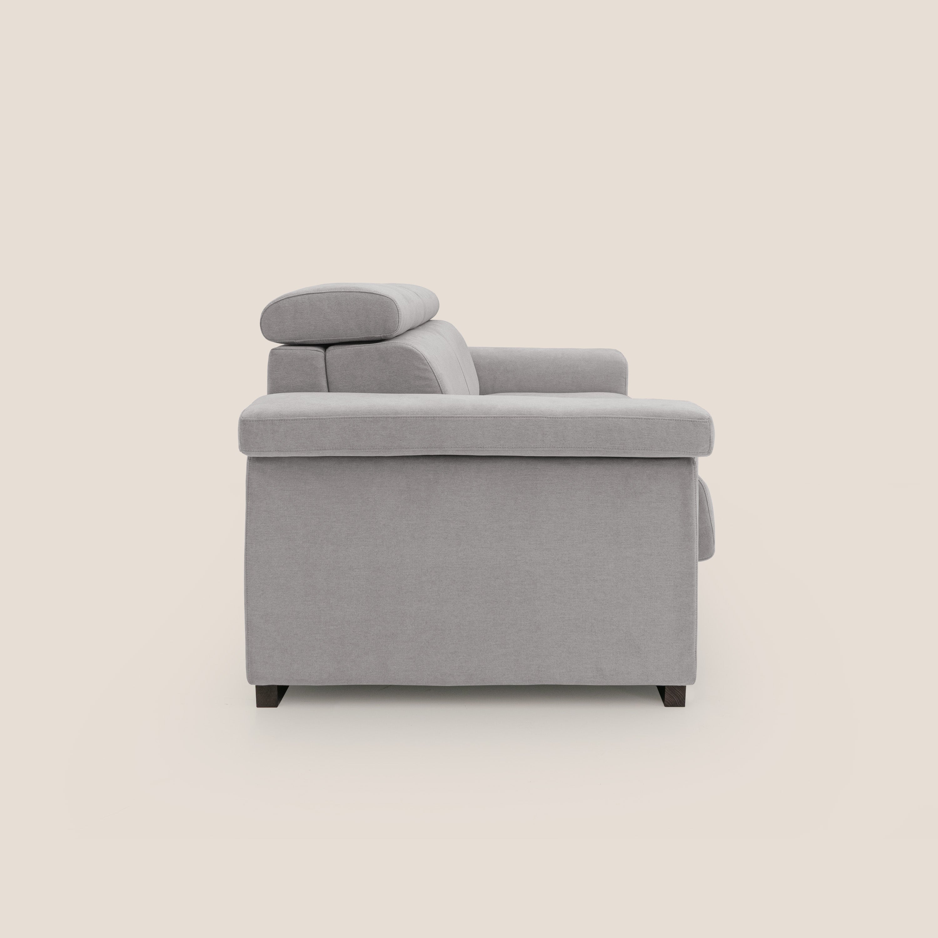 Bjorn divano letto sfoderabile con materasso H18 cm e poggiatesta reclinabili in tessuto impermeabile T02 grigio chiaro - divani.store
