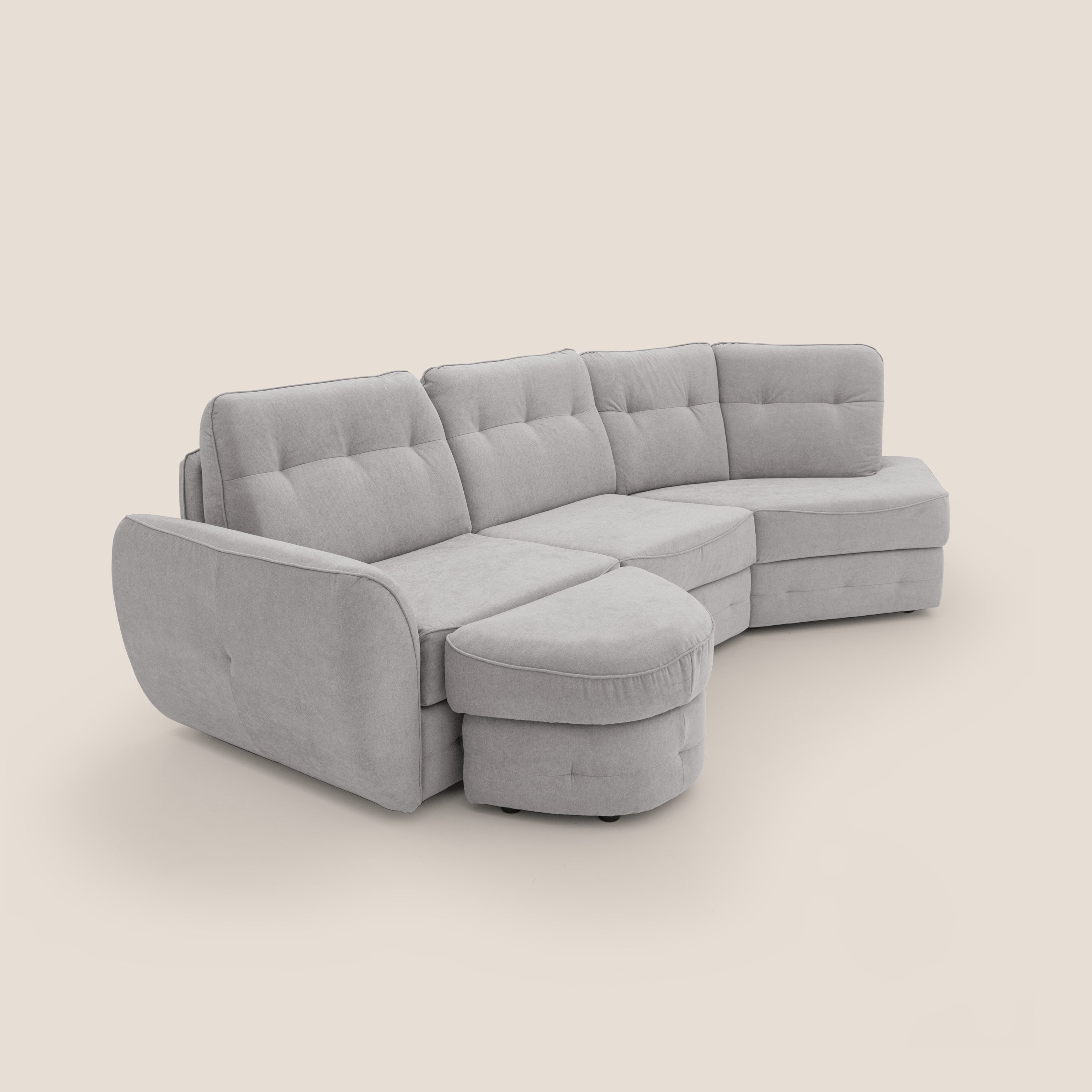 Zeus divano letto angolare con materasso H18 cm pouf mobile in tessuto impermeabile T02 - divani.store