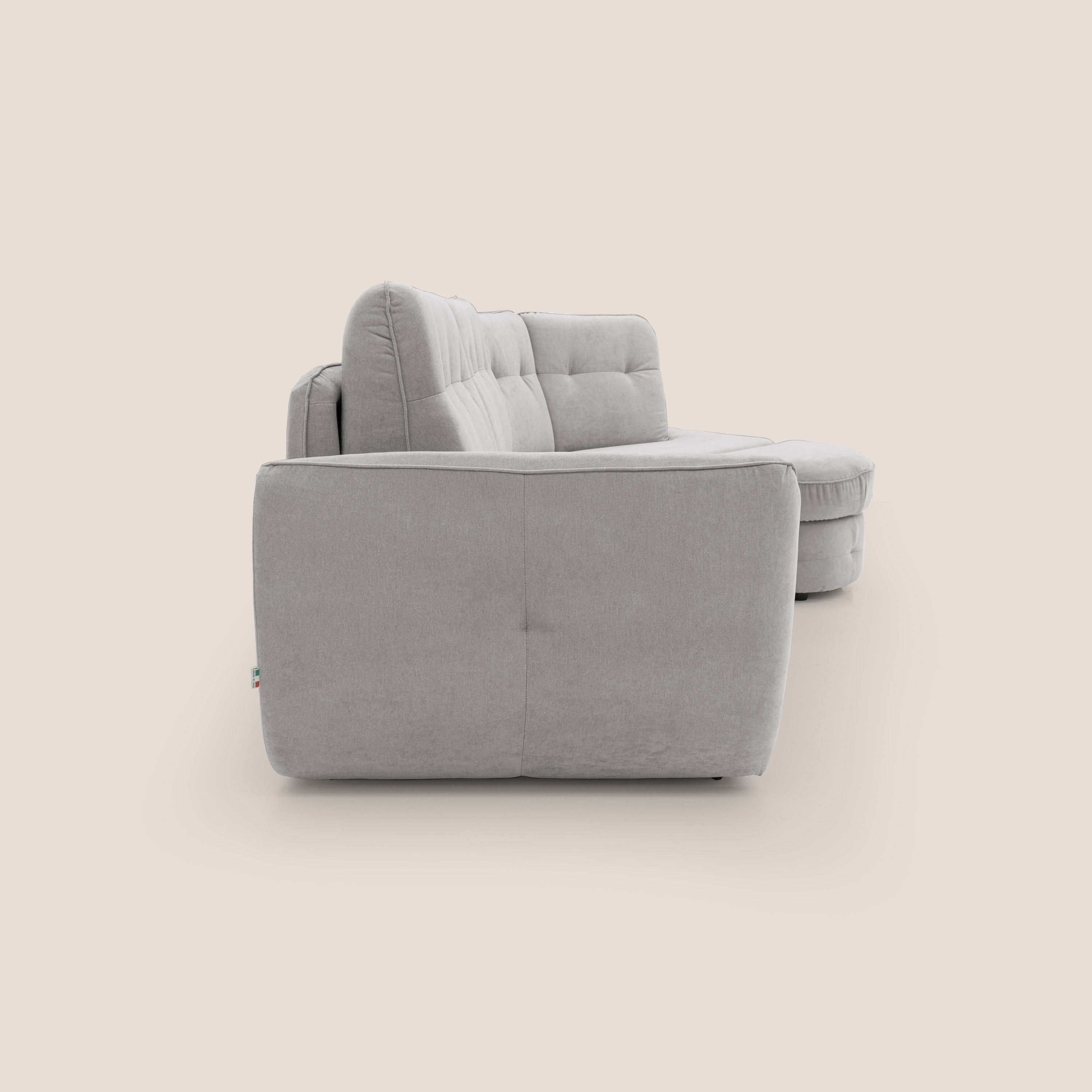 Zeus divano letto angolare con materasso H18 cm pouf mobile in tessuto impermeabile T02 - divani.store