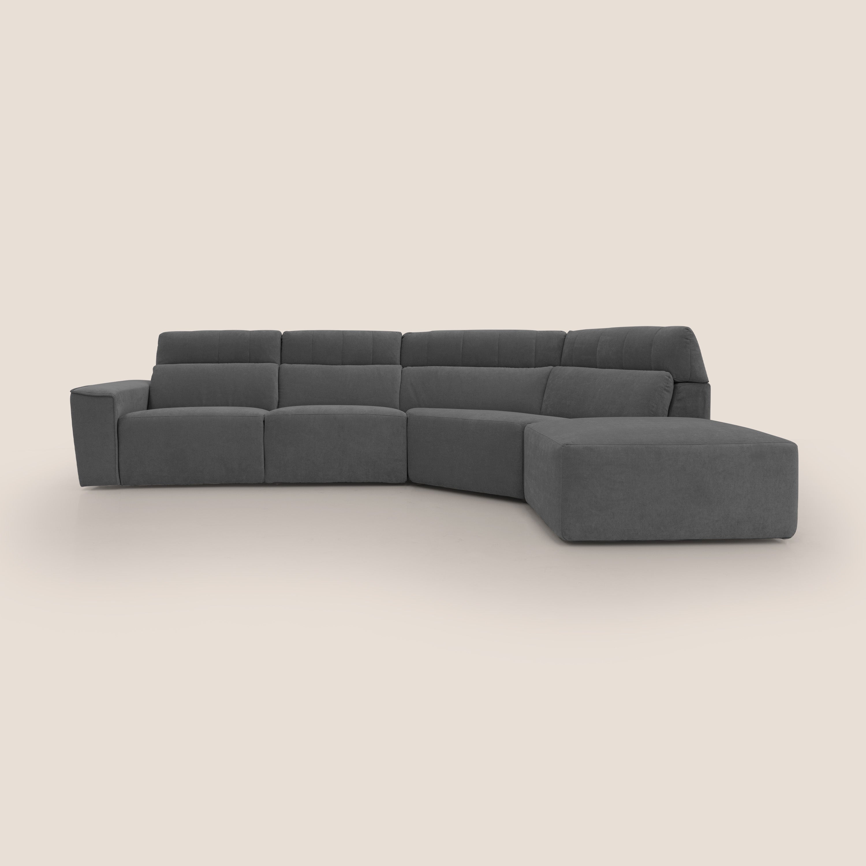 Clark Divano angolare con opzione relax elettrico in tessuto smacchiabile impermeabile T17 antracite - divani.store
