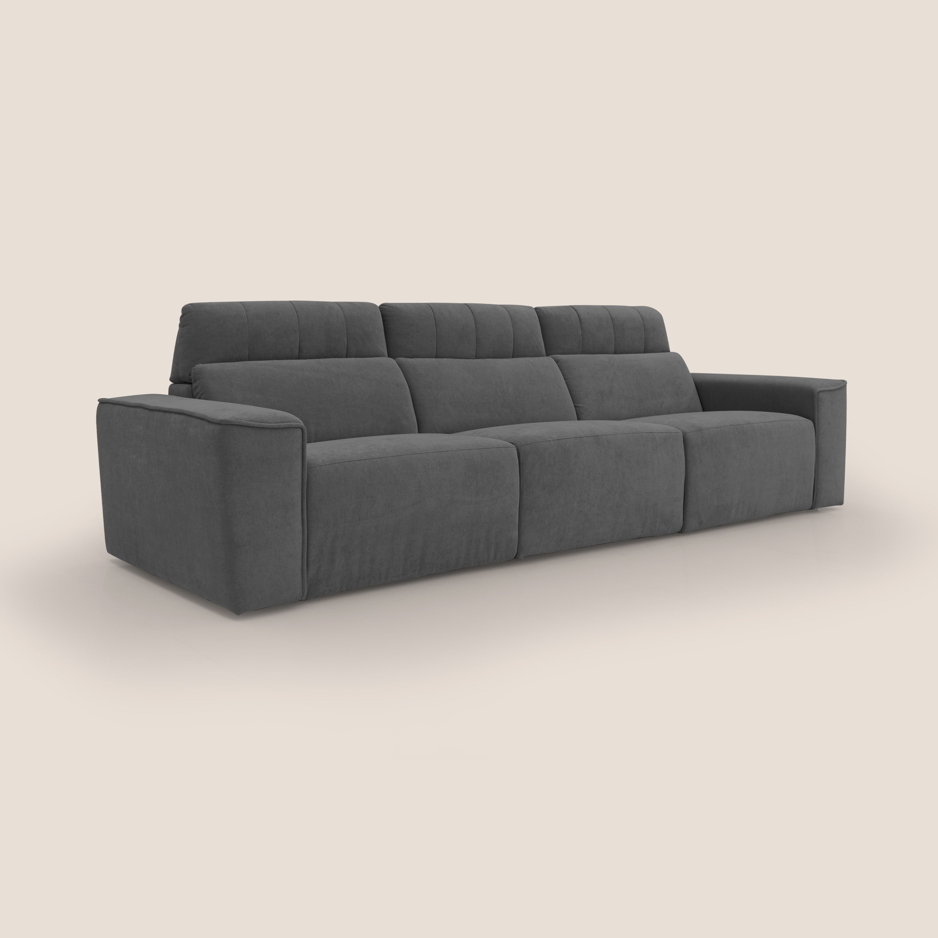 Clark Divano modulare 3 sedute con opzione relax elettrico in tessuto smacchiabile impermeabile T17 antracite - divani.store