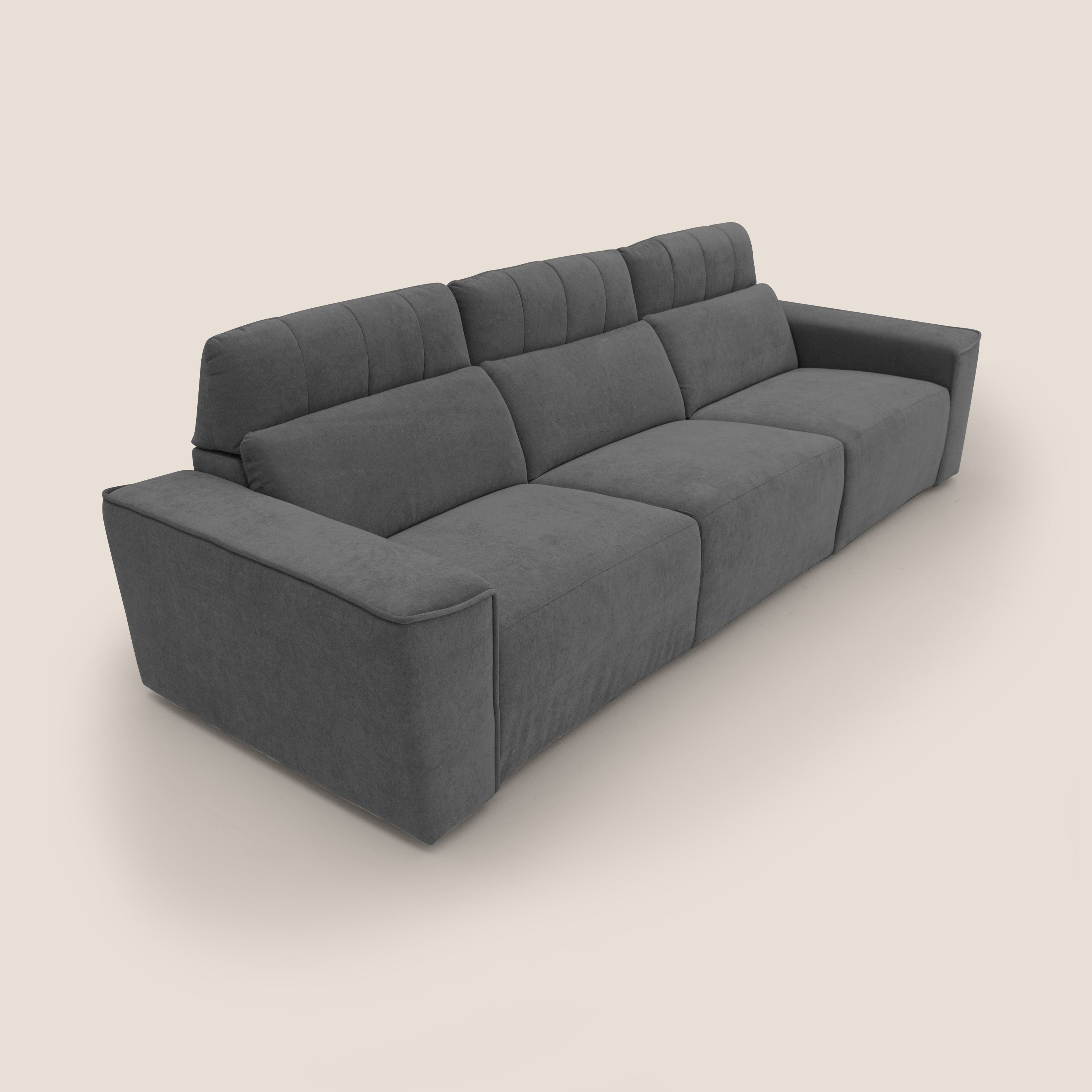 Clark Divano modulare 3 sedute con opzione relax elettrico in tessuto smacchiabile impermeabile T17 antracite - divani.store