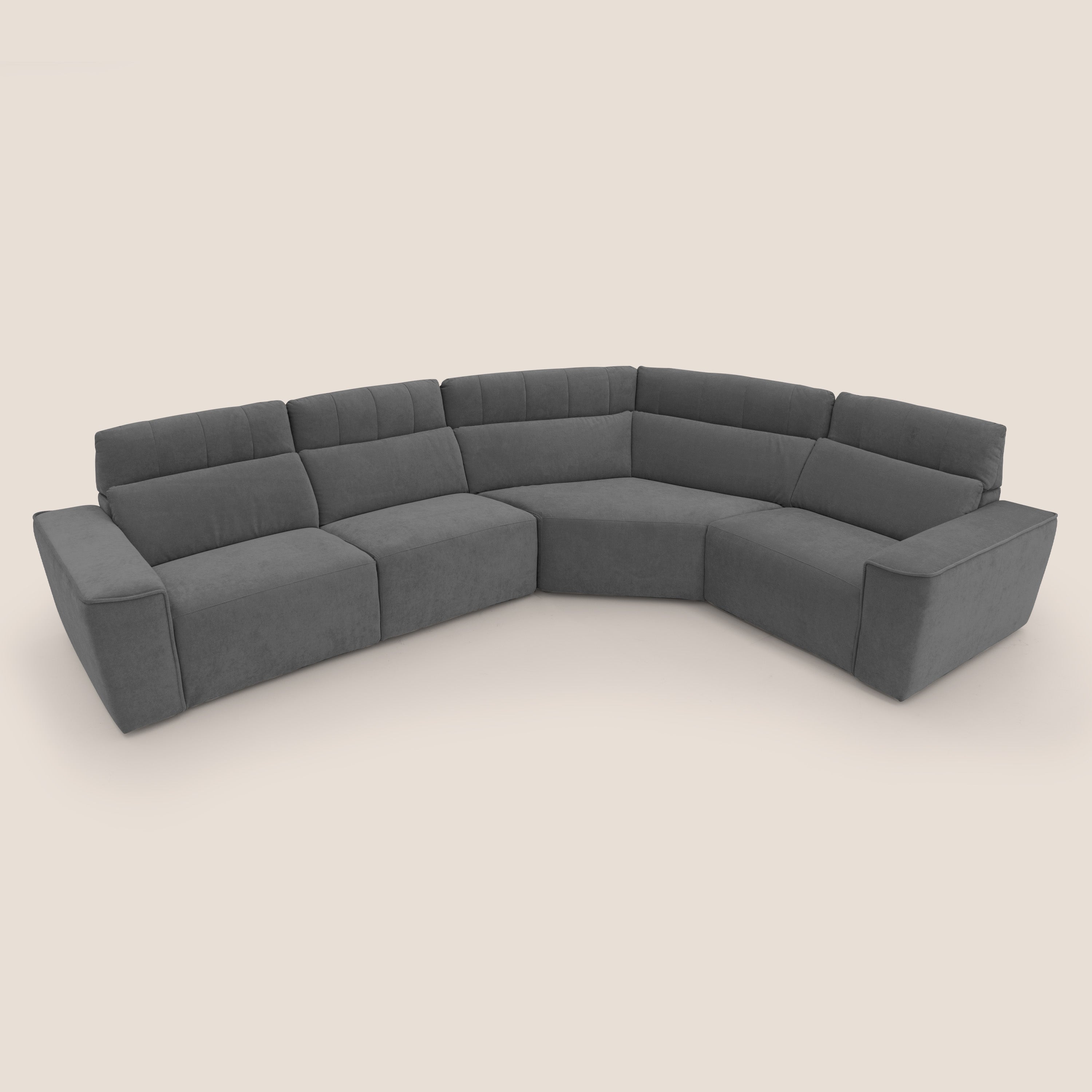 Clark Divano modulare angolare REVERSIBILE con opzione relax elettrico in tessuto smacchiabile impermeabile T17 antracite - divani.store