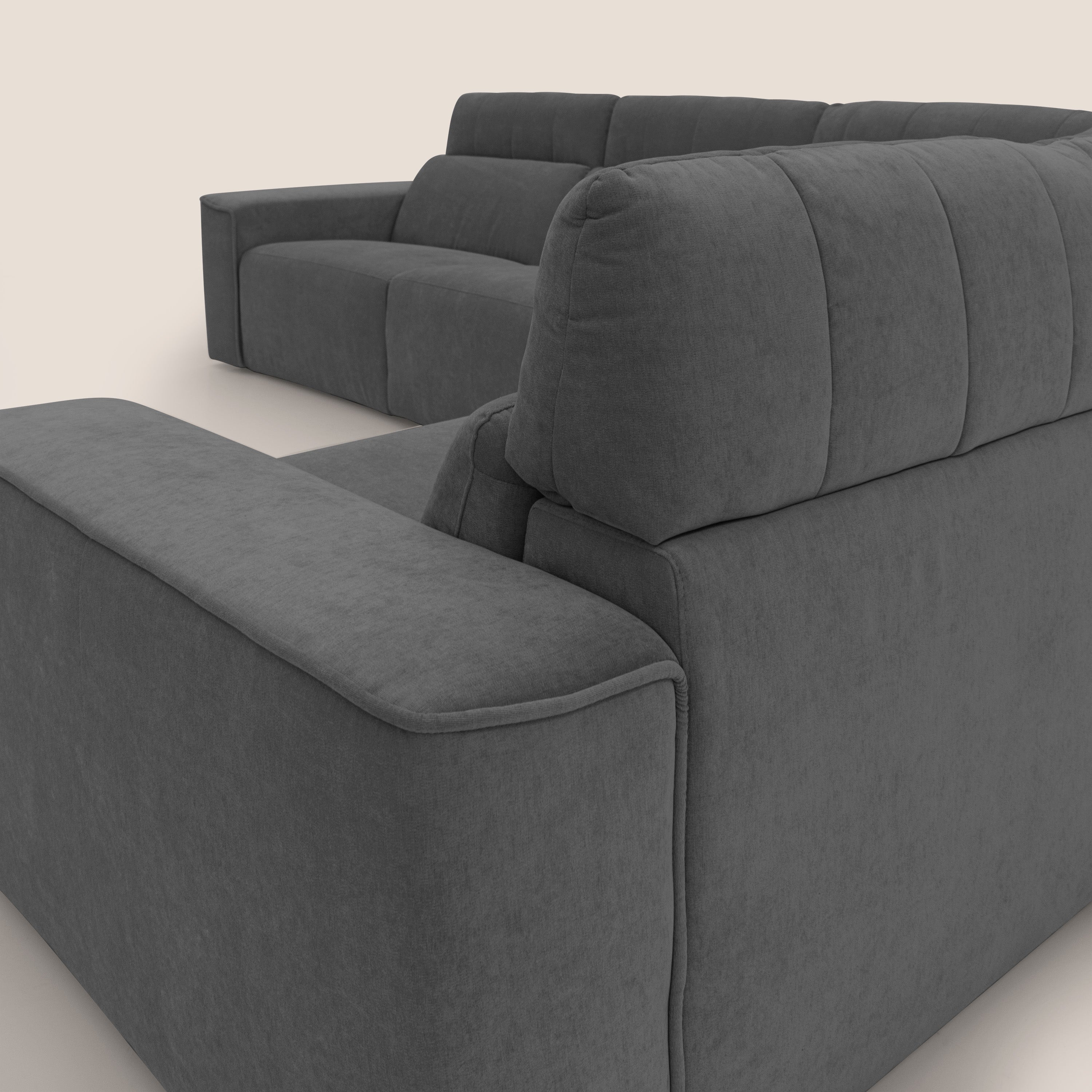 Clark Divano modulare angolare REVERSIBILE con opzione relax elettrico in tessuto smacchiabile impermeabile T17 antracite - divani.store