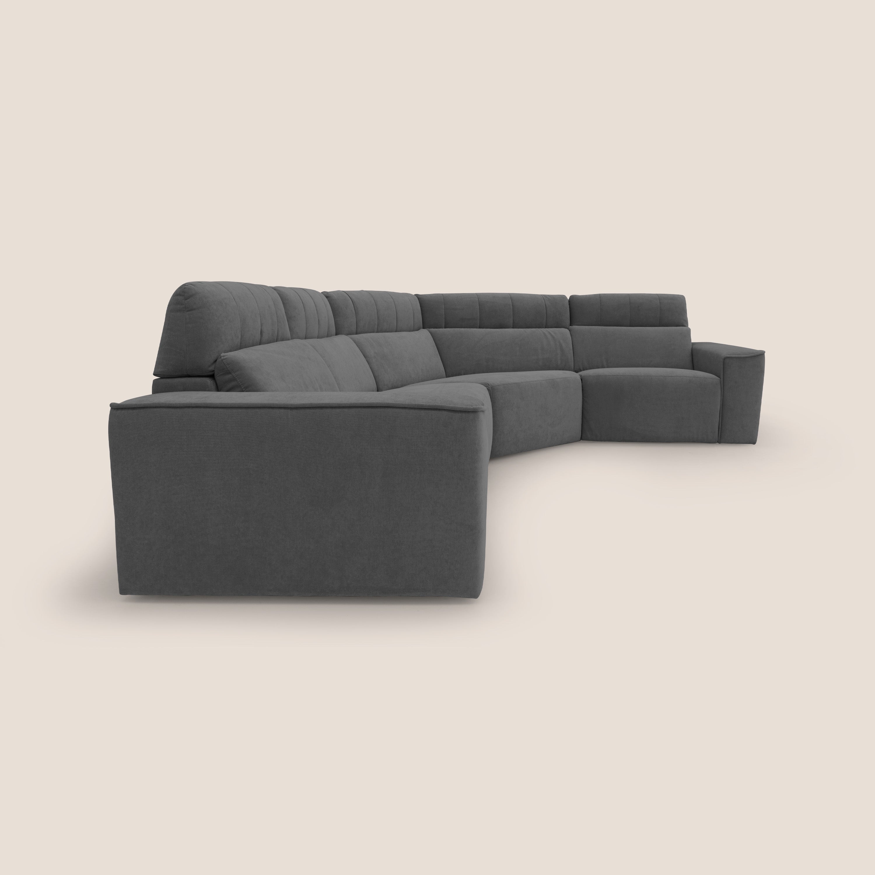 Clark Divano modulare angolare REVERSIBILE con opzione relax elettrico in tessuto smacchiabile impermeabile T17 antracite - divani.store