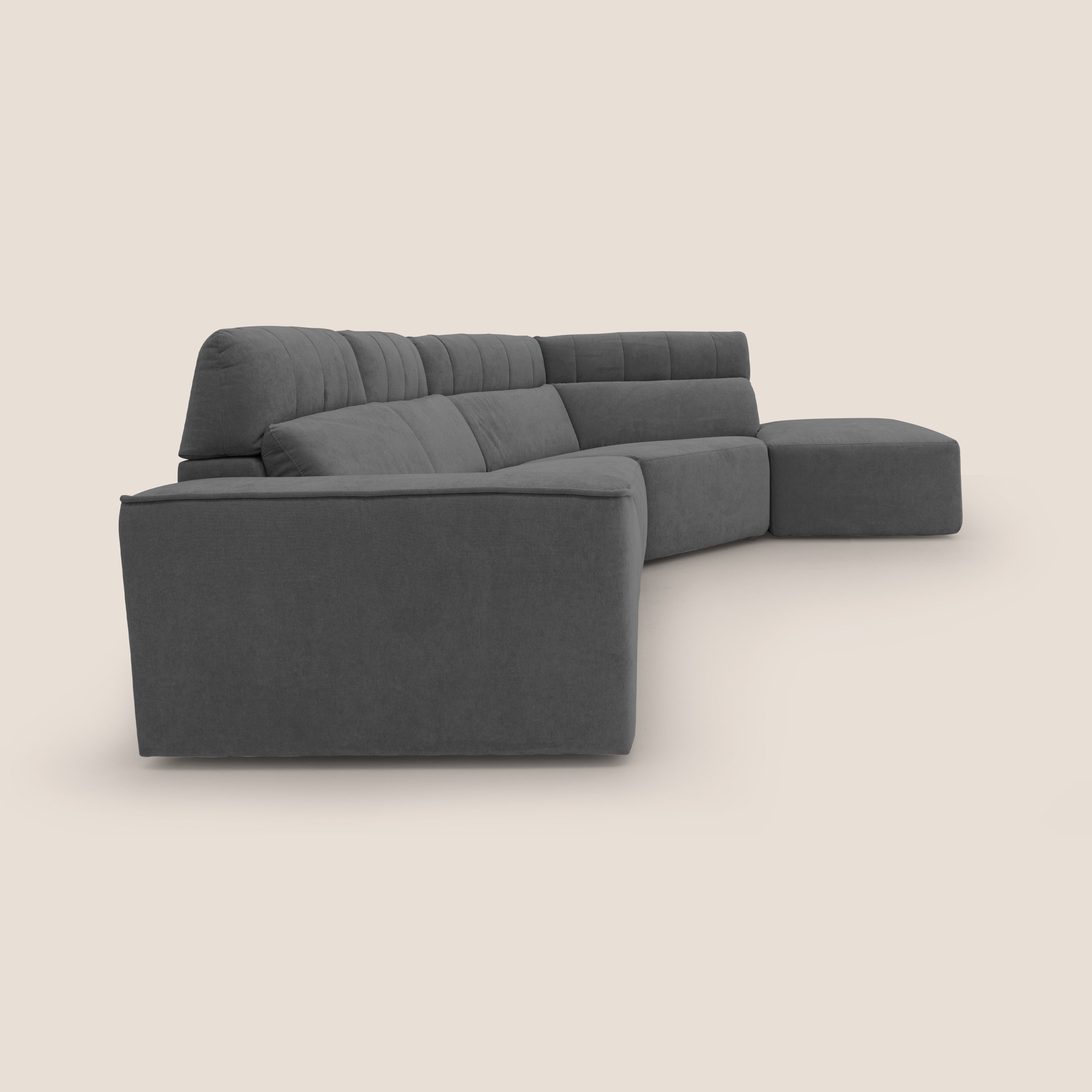 Clark Divano angolare con opzione relax elettrico in tessuto smacchiabile impermeabile T17 antracite - divani.store