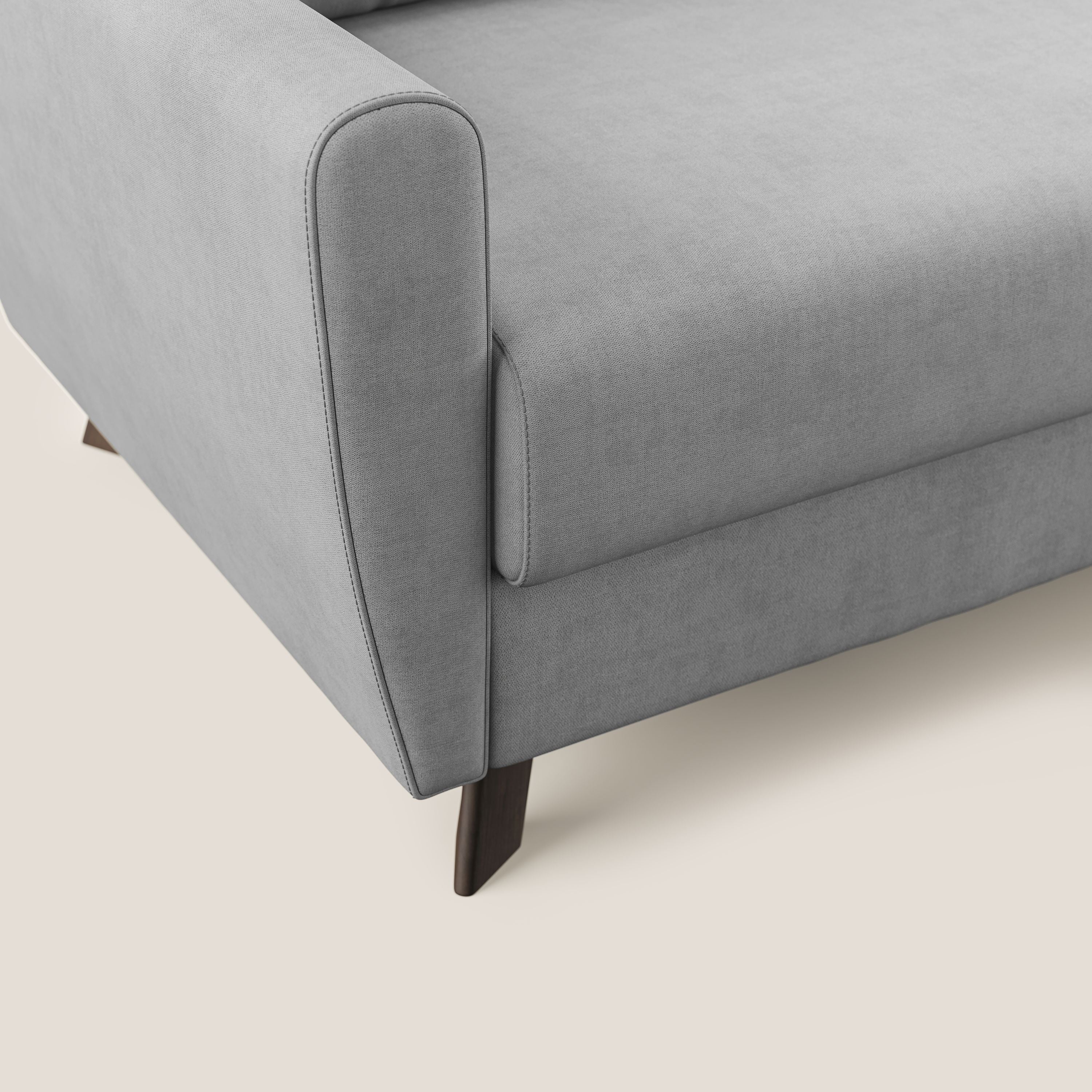 Callisto Divano letto matrimoniale in tessuto morbido impermeabile T02 grigio chiaro - divani.store