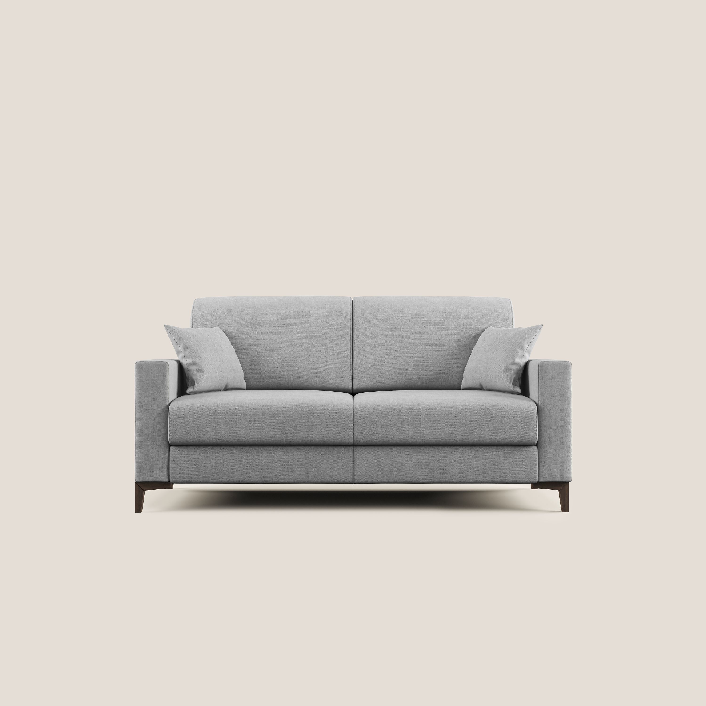 Kafka divano letto matrimoniale in morbido tessuto impermeabile T02 grigio chiaro - divani.store