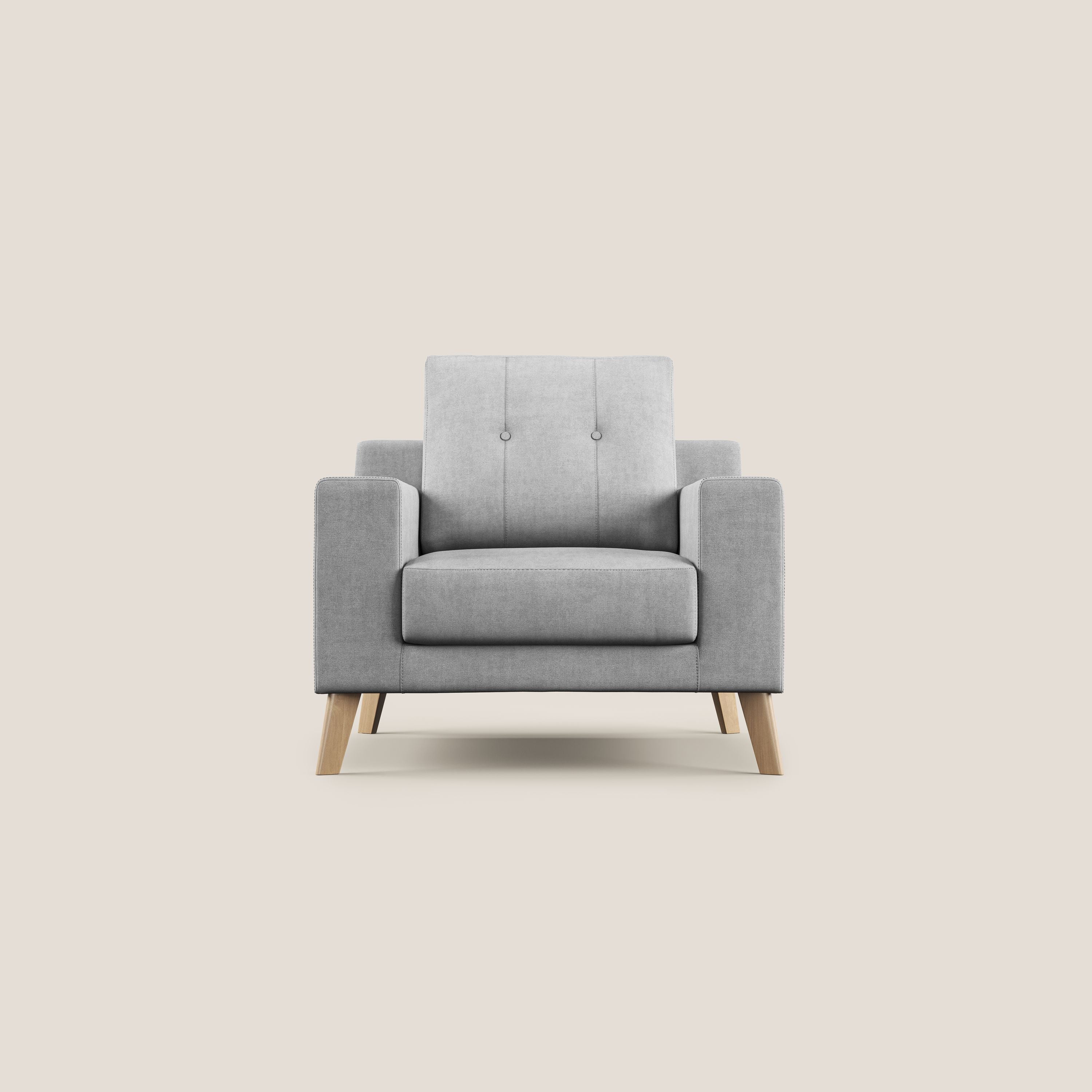 Danish poltroncina in tessuto morbido impermeabile T02 grigio chiaro - divani.store