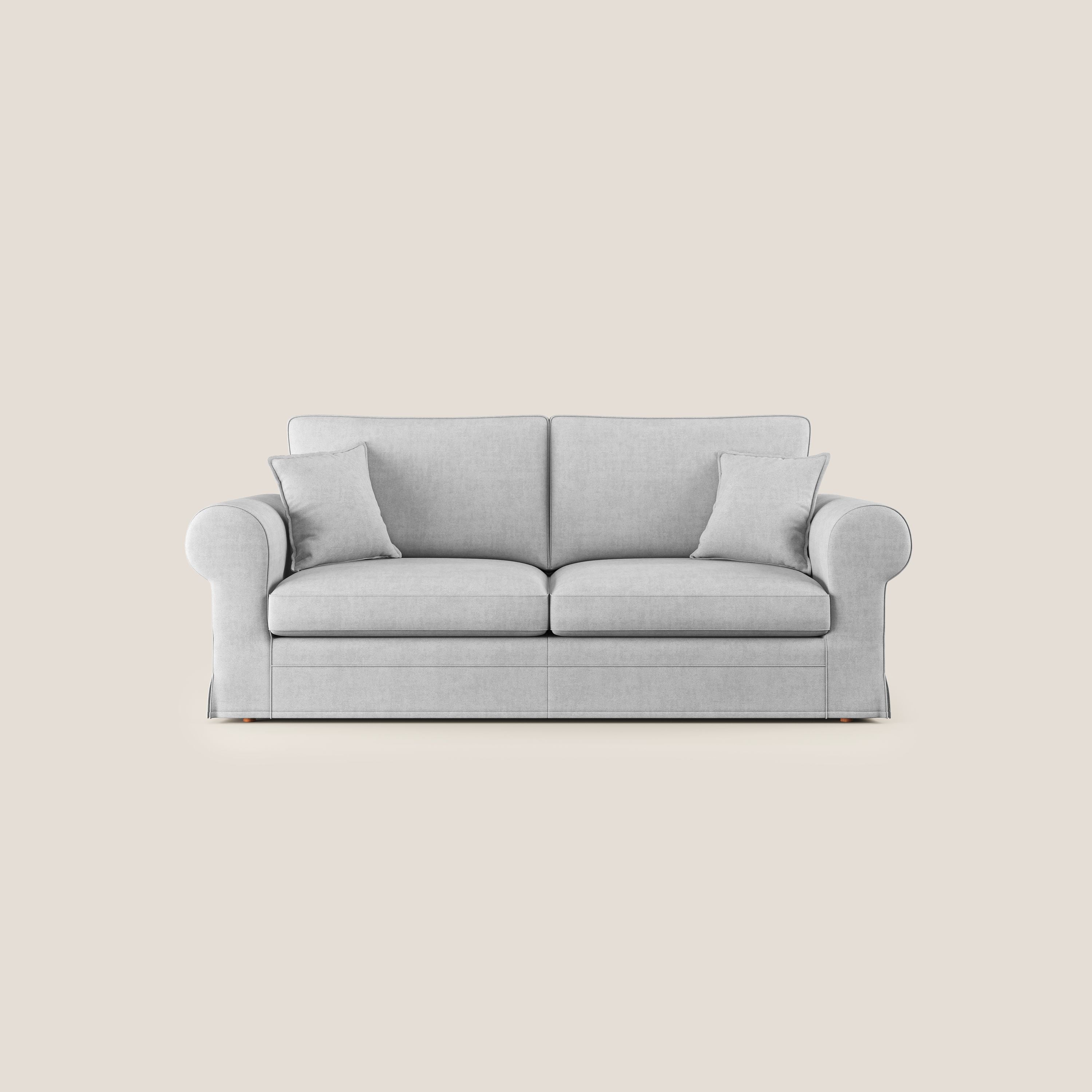 Lady divano classico in piuma d'oca realizzato con tessuto impermeabile T02 grigio chiaro - divani.store