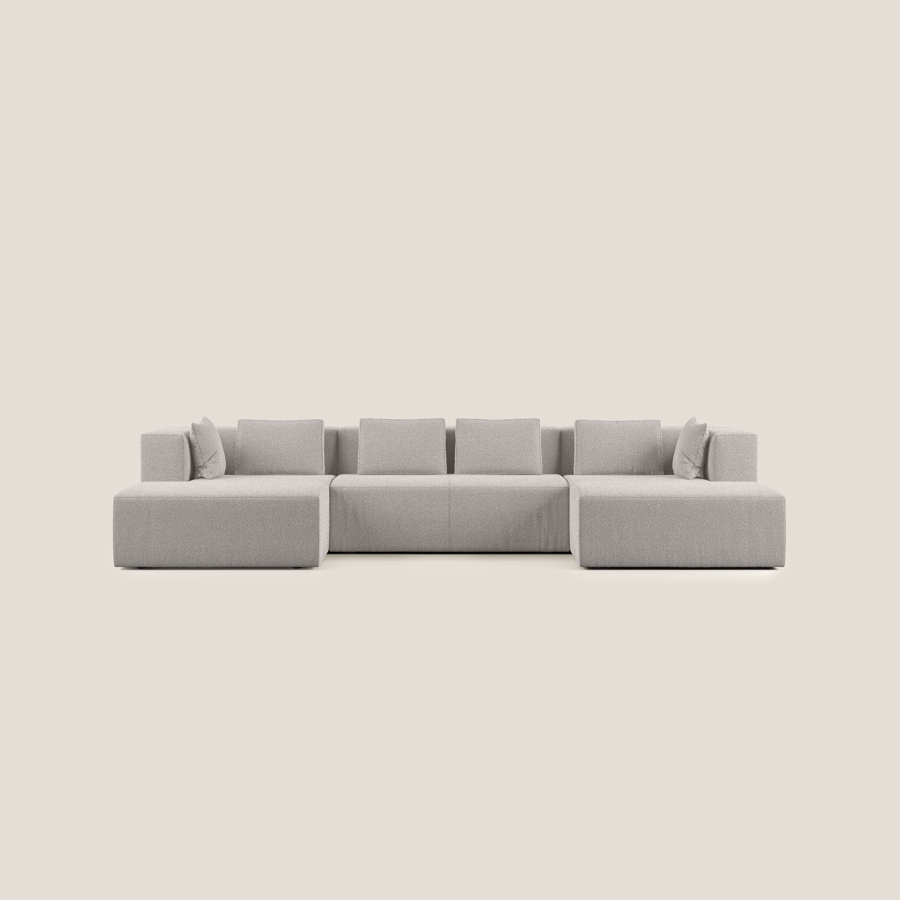 Nettuno divano panoramico in morbido tessuto bouclè T07 grigio - divani.store
