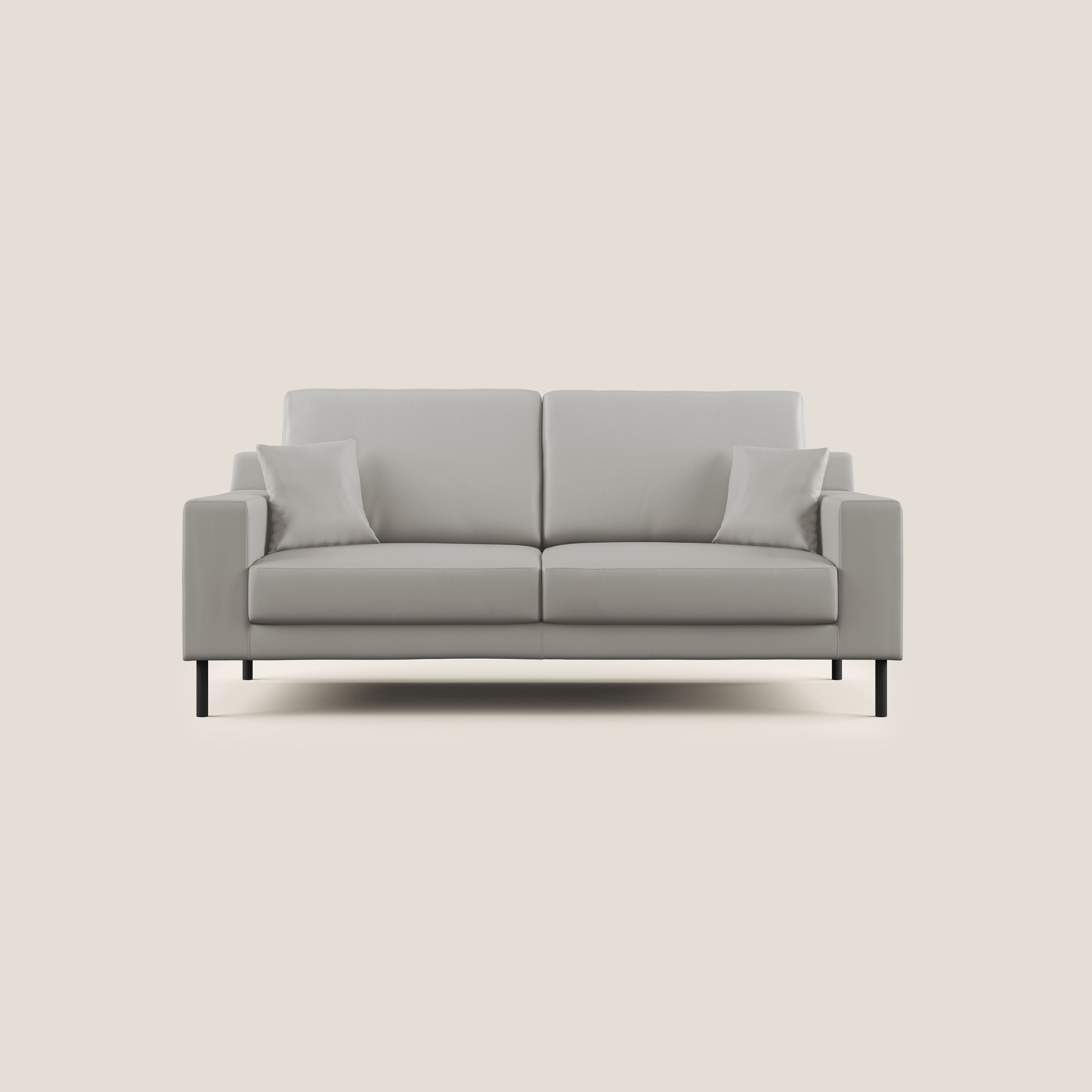 Uranio divano moderno lineare in Ecopelle impermeabile T04 grigio chiaro - divani.store