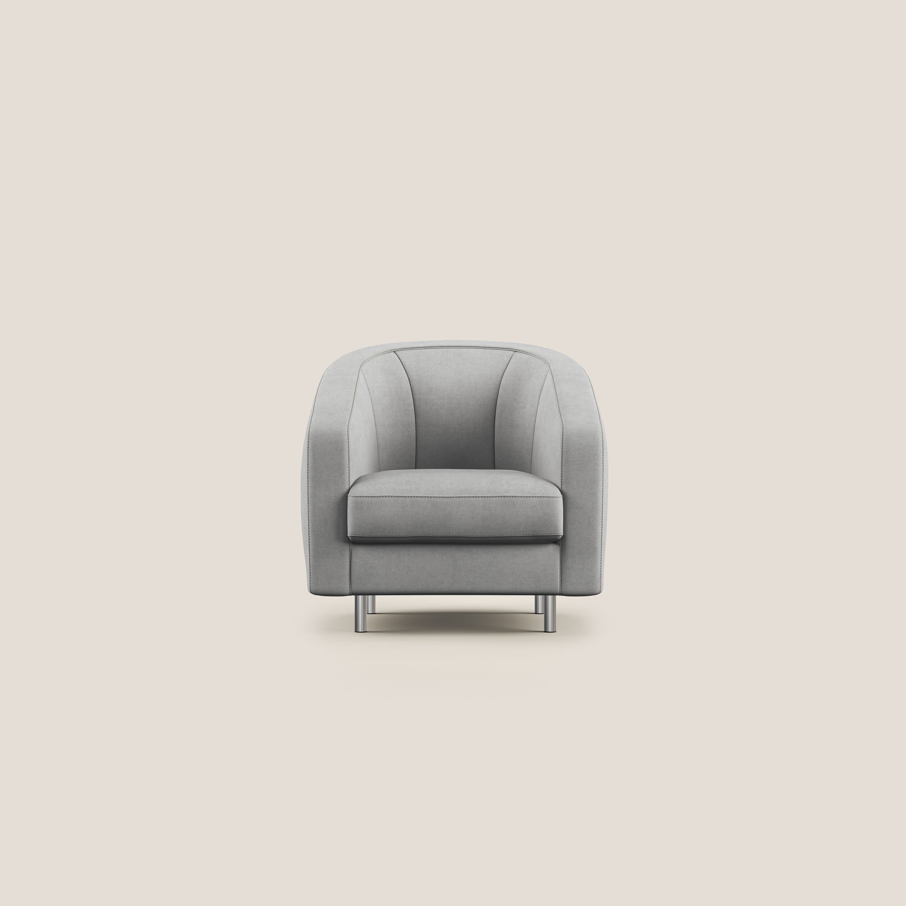 Sally Poltroncina in tessuto morbido impermeabile T02 grigio chiaro - divani.store