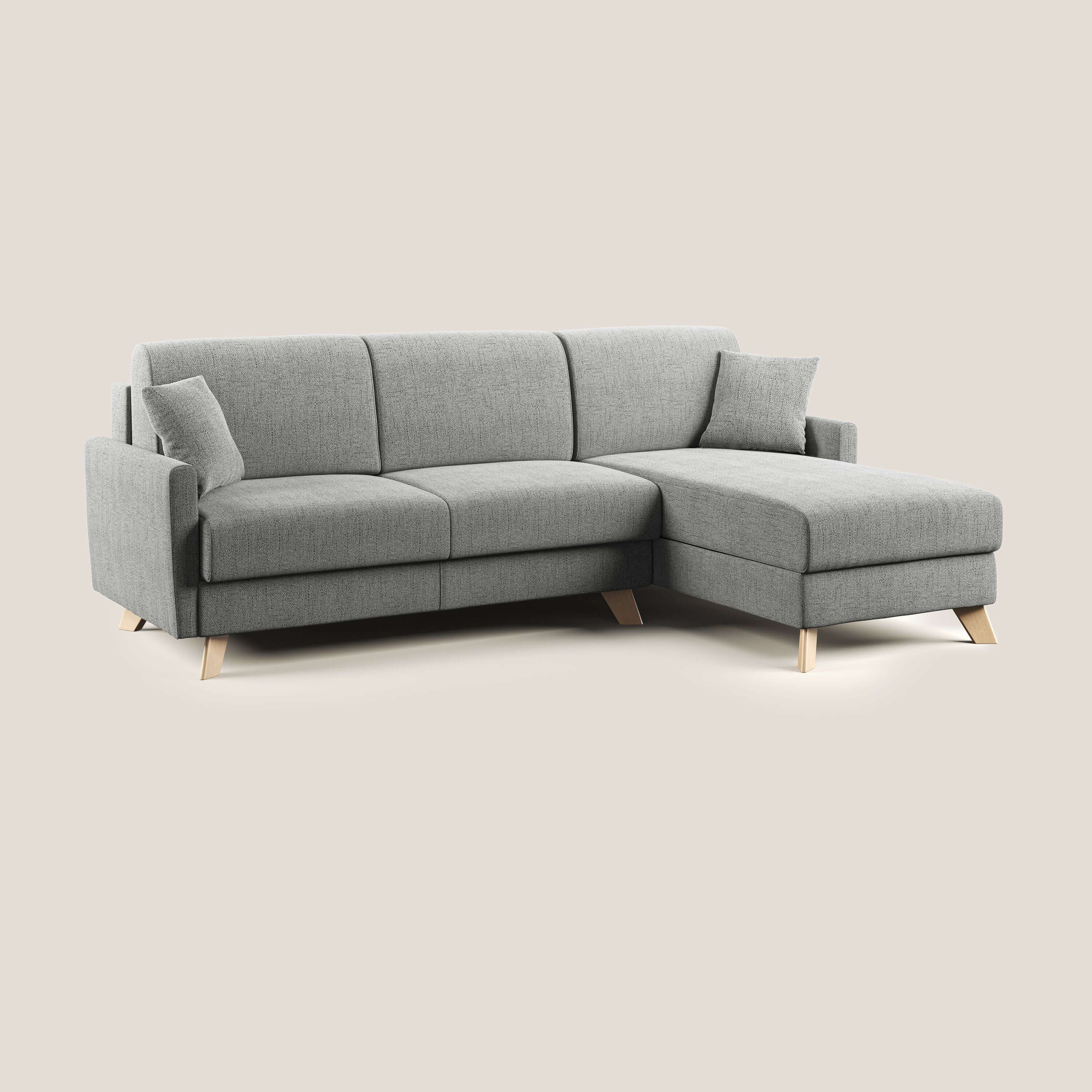 Edgar divano letto angolare in tessuto felis impermeabile T03 grigio chiaro - divani.store