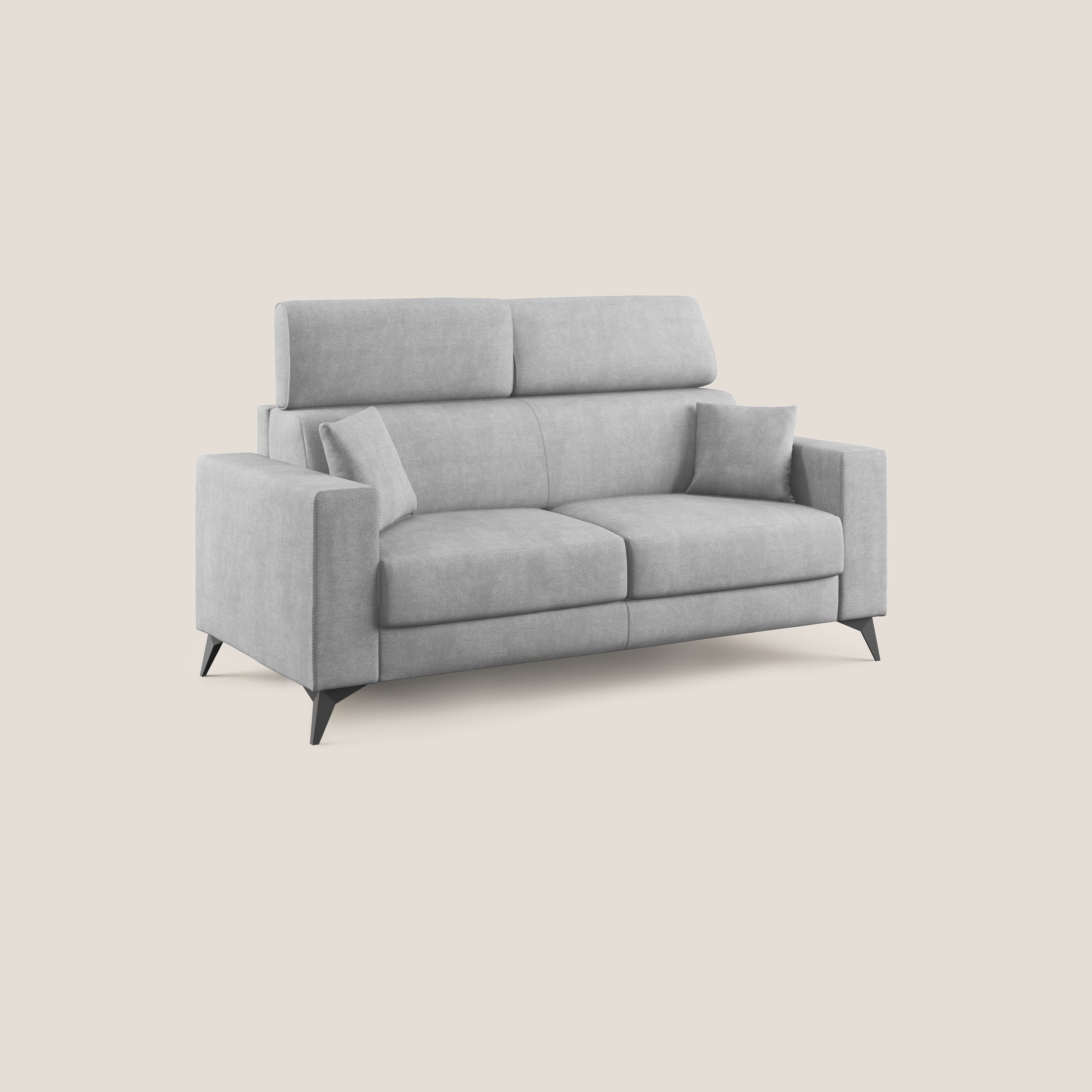 Pegaso divano letto con poggiatesta reclinabili e rivestimento T02 grigio chiaro - divani.store