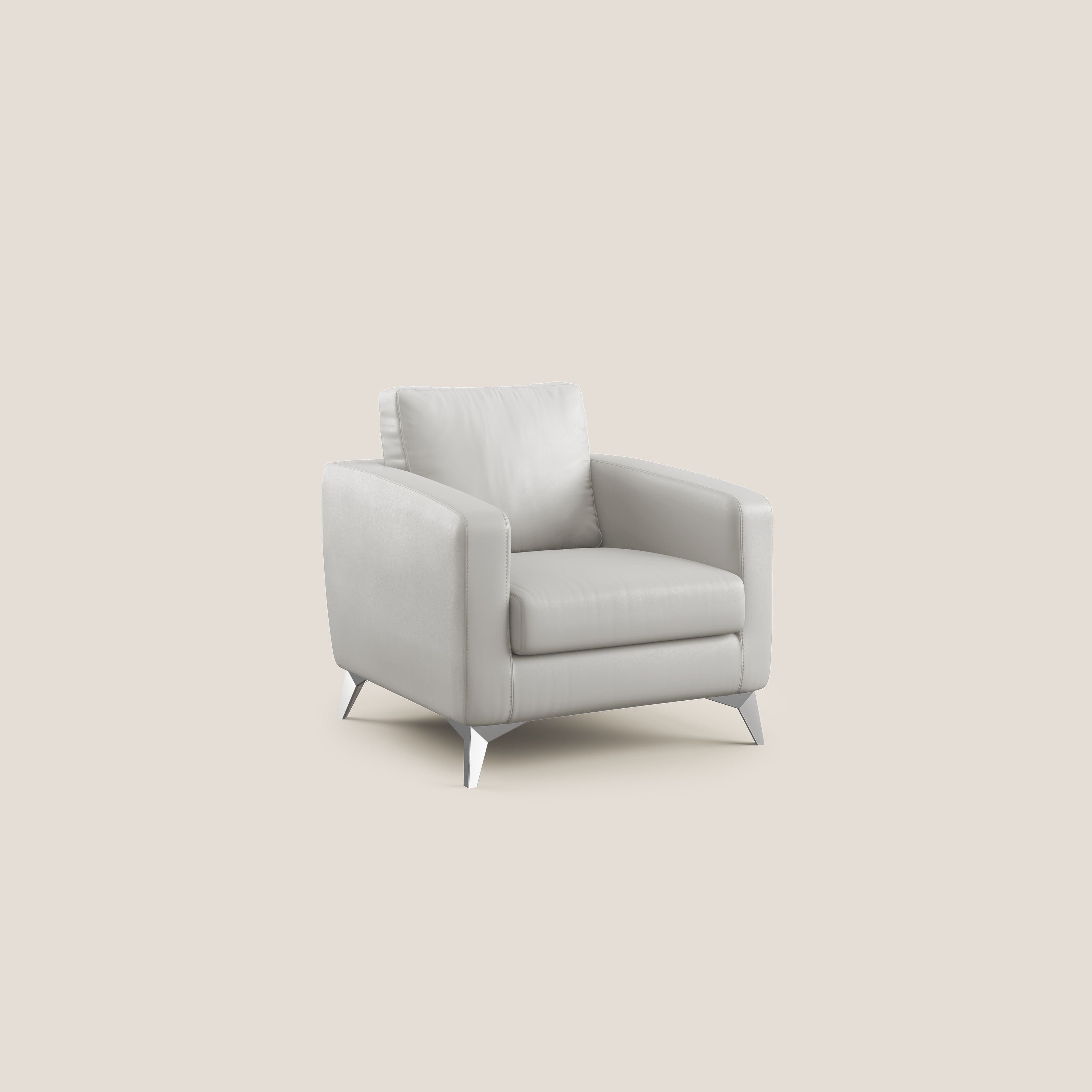 Orione Poltroncina in ecopelle moderna e impermeabile T04 grigio chiaro - divani.store