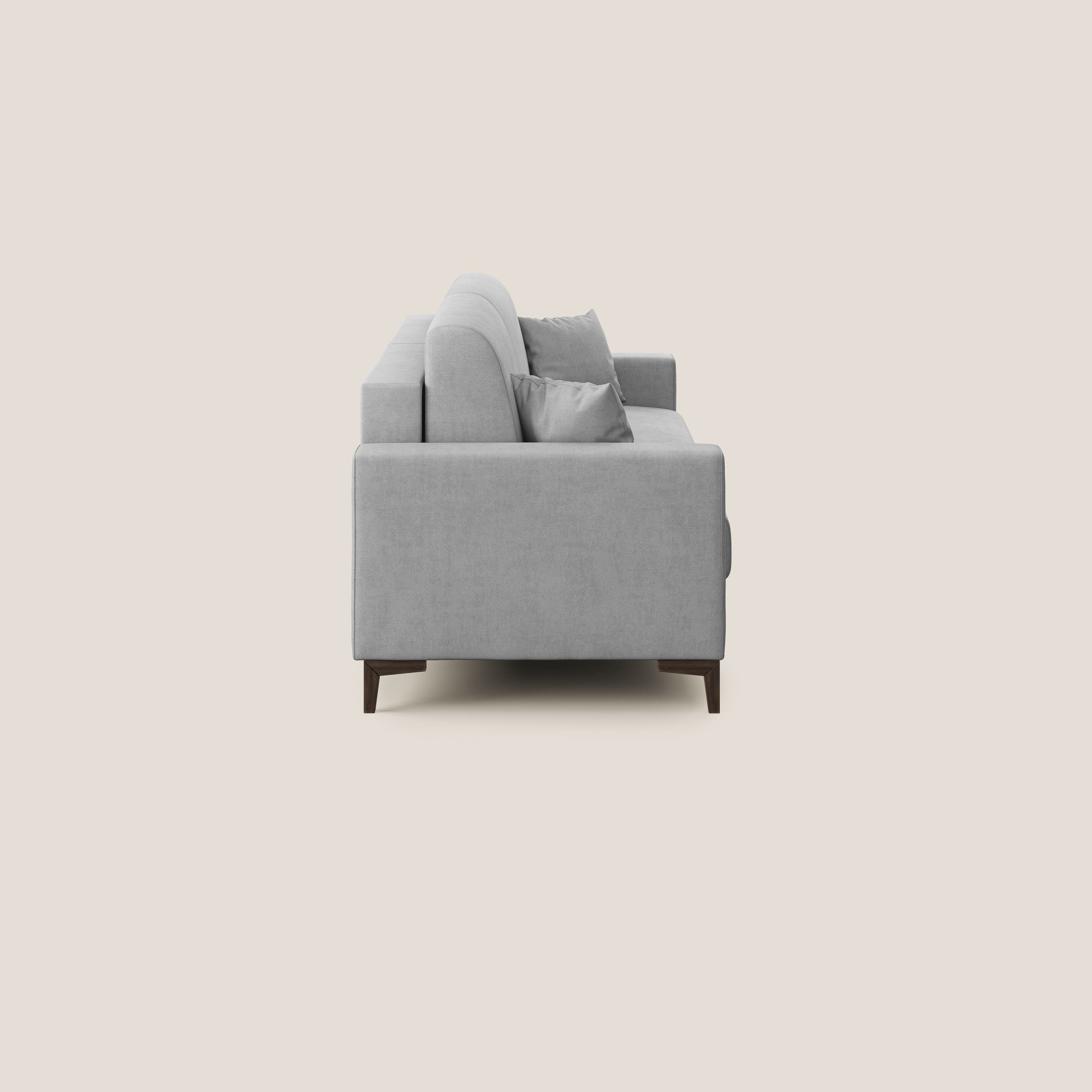 Kafka divano letto matrimoniale in morbido tessuto impermeabile T02 grigio chiaro - divani.store