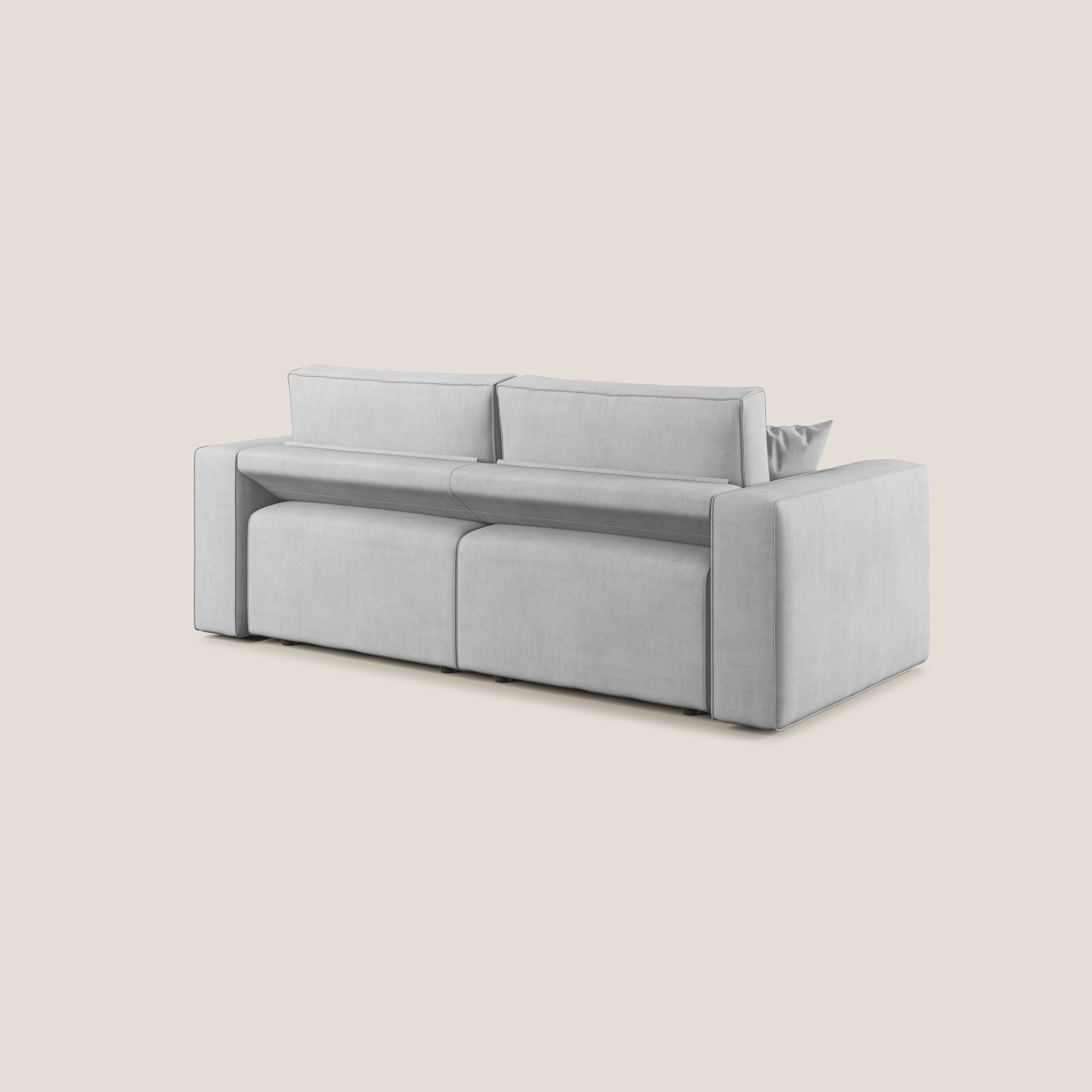 Morfeo divano con sedute estraibili in morbido tessuto impermeabile T02 grigio chiaro - divani.store
