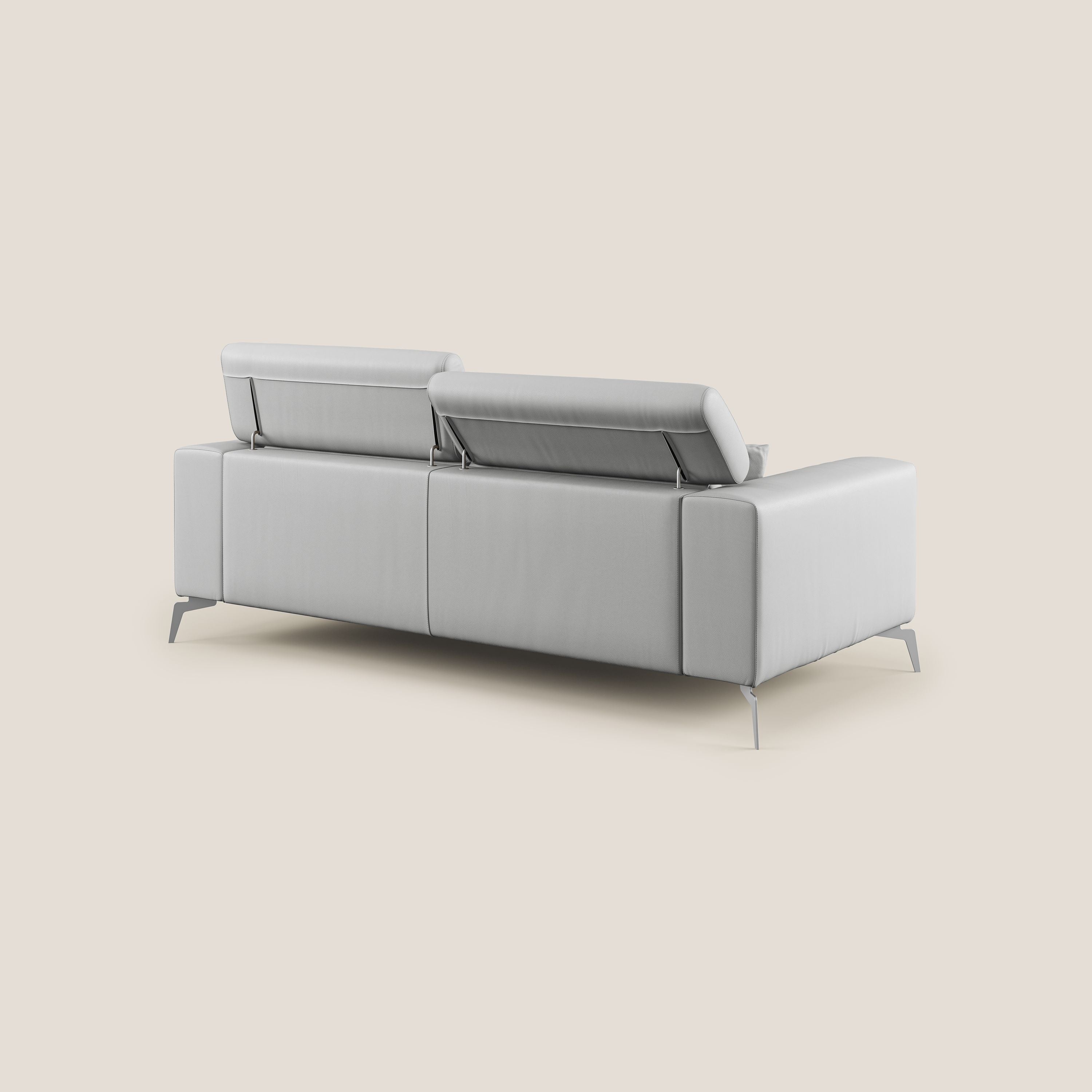Blade Divano moderno con poggiatesta reclinabili in Ecopelle T04 grigio chiaro - divani.store