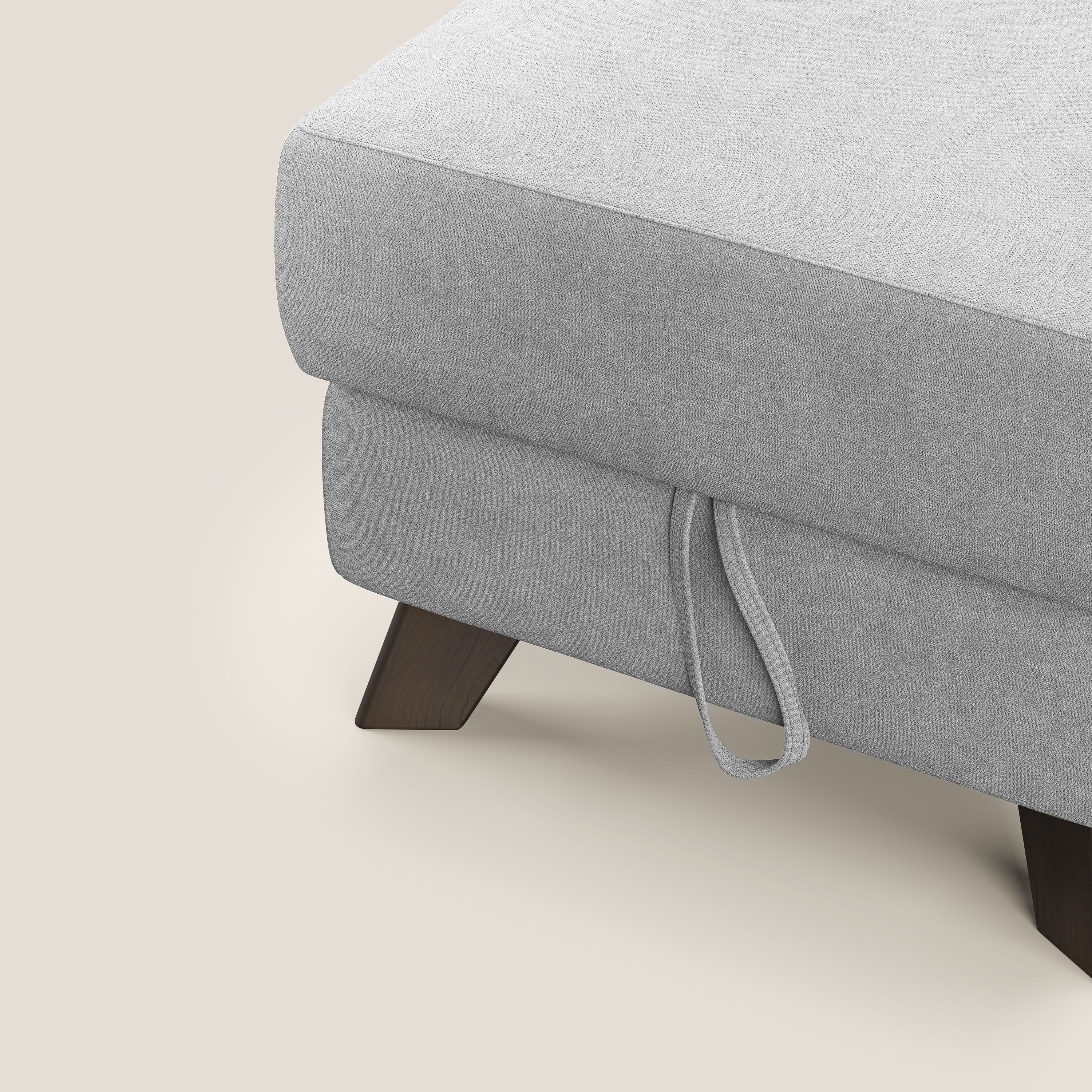 Moon Pouf contenitore e piedini alti in tessuto morbido impermeabile T02 grigio chiaro - divani.store