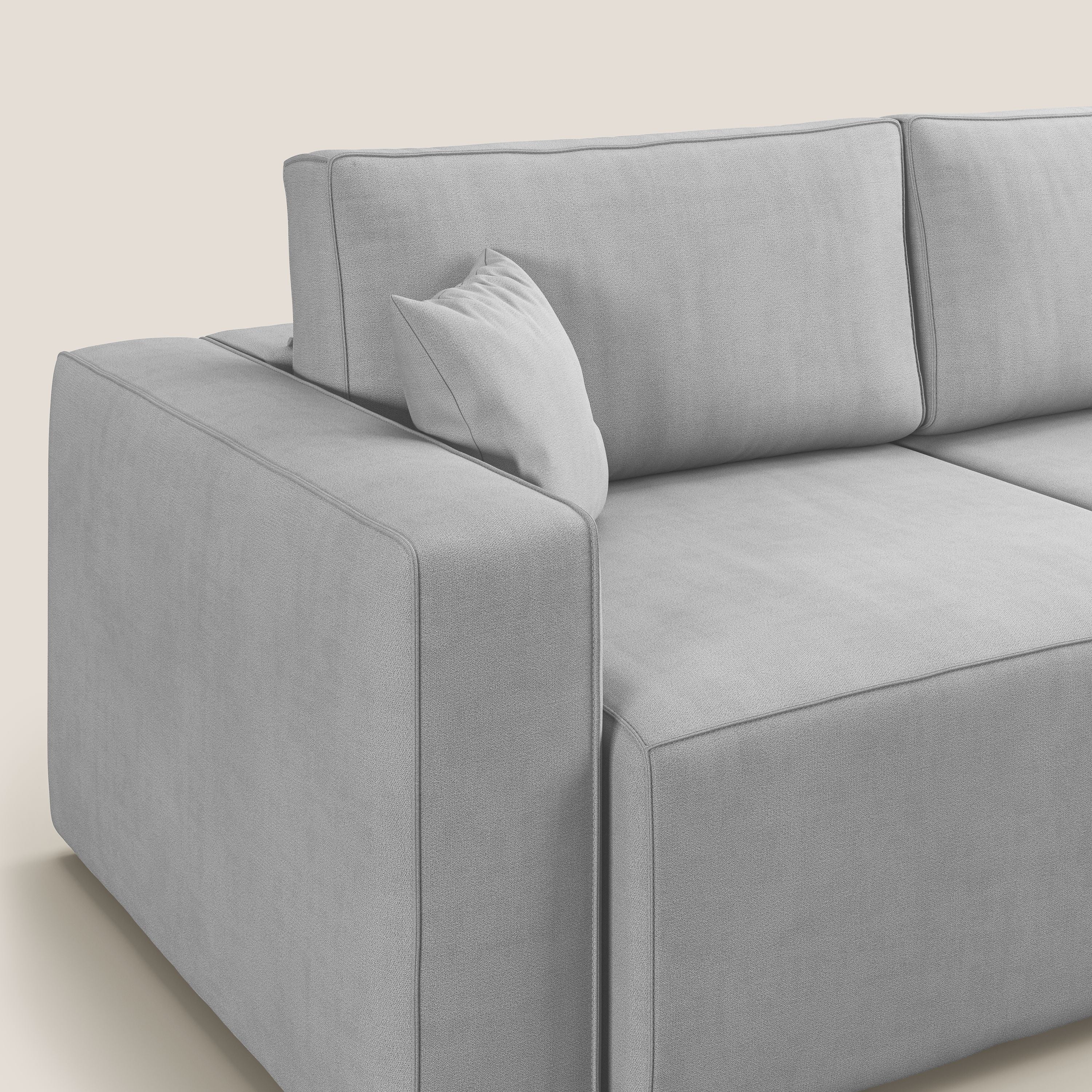 Morfeo divano con sedute estraibili in morbido tessuto impermeabile T02 grigio chiaro - divani.store
