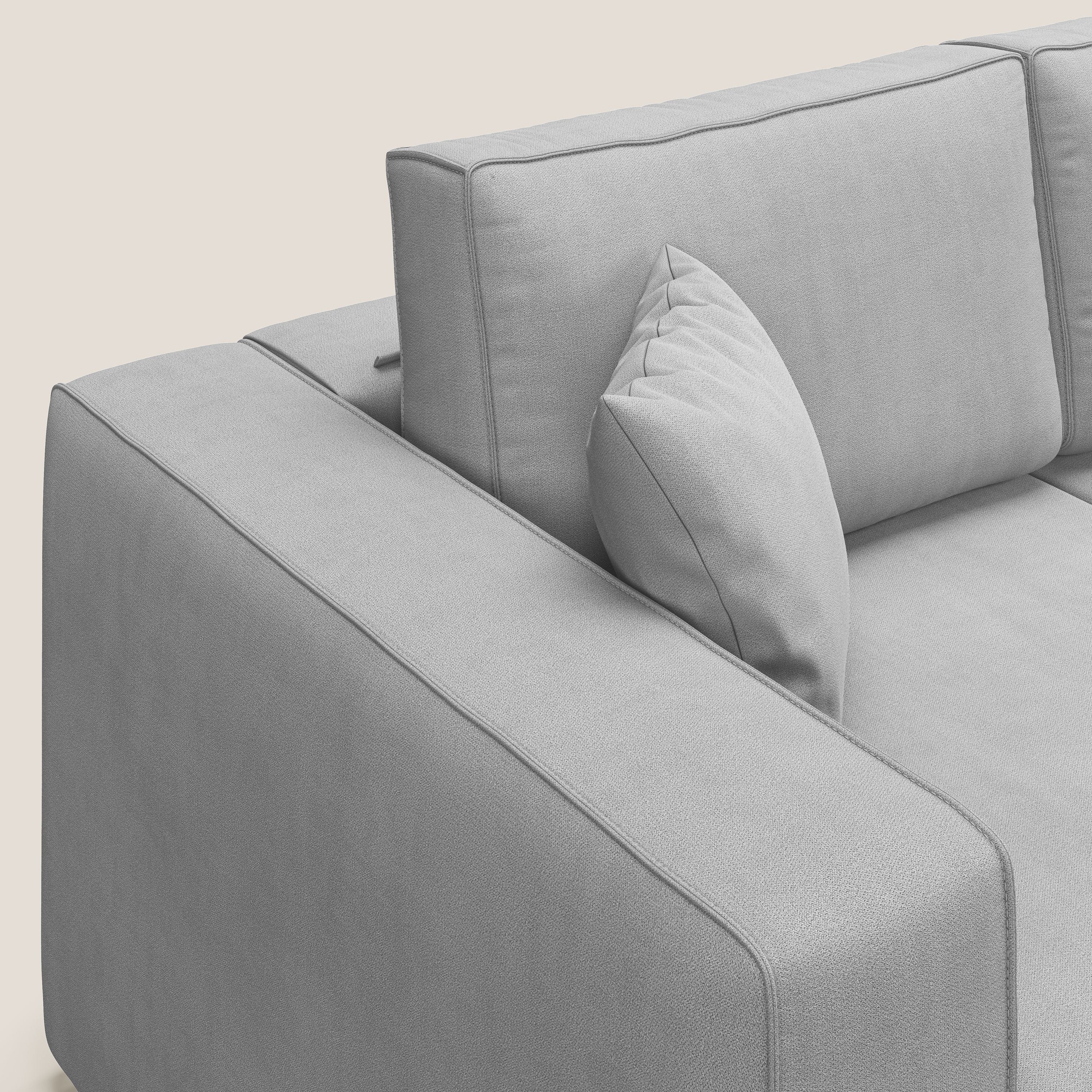 Morfeo divano con 3 sedute estraibili in morbido tessuto impermeabile T02 grigio chiaro - divani.store