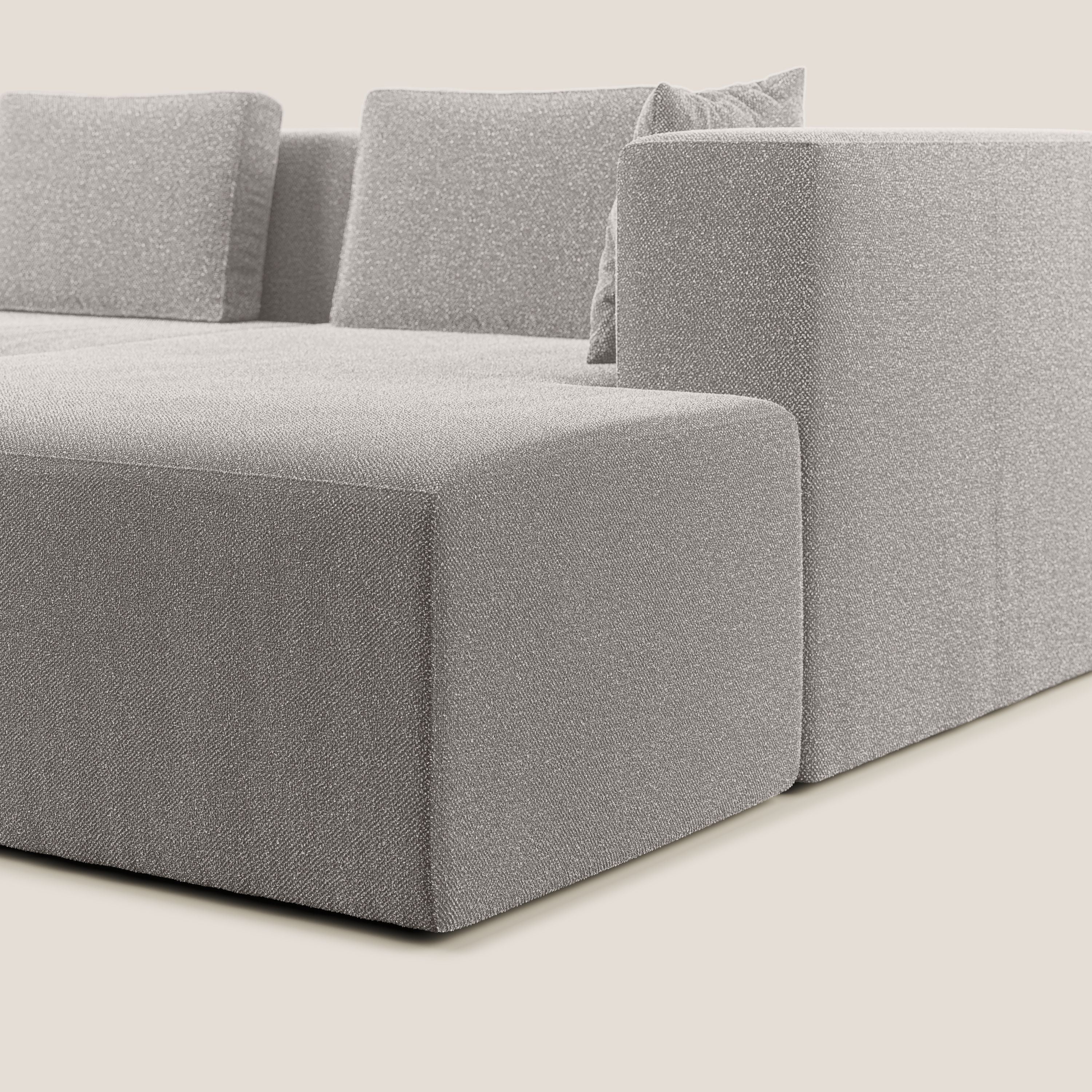 Nettuno divano panoramico in morbido tessuto bouclè T07 grigio - divani.store