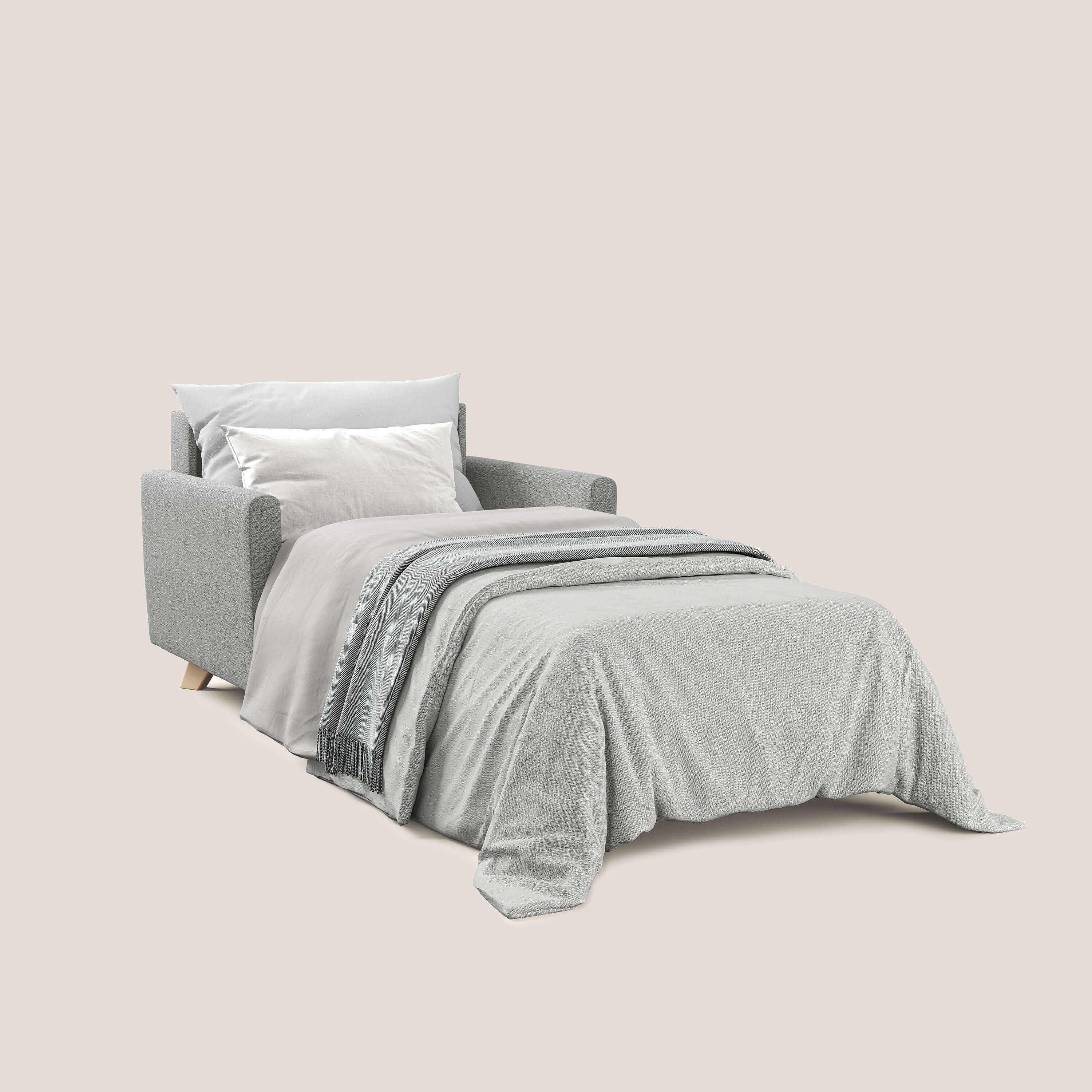 Edgar poltrona letto in tessuto felis impermeabile T03 grigio chiaro - divani.store