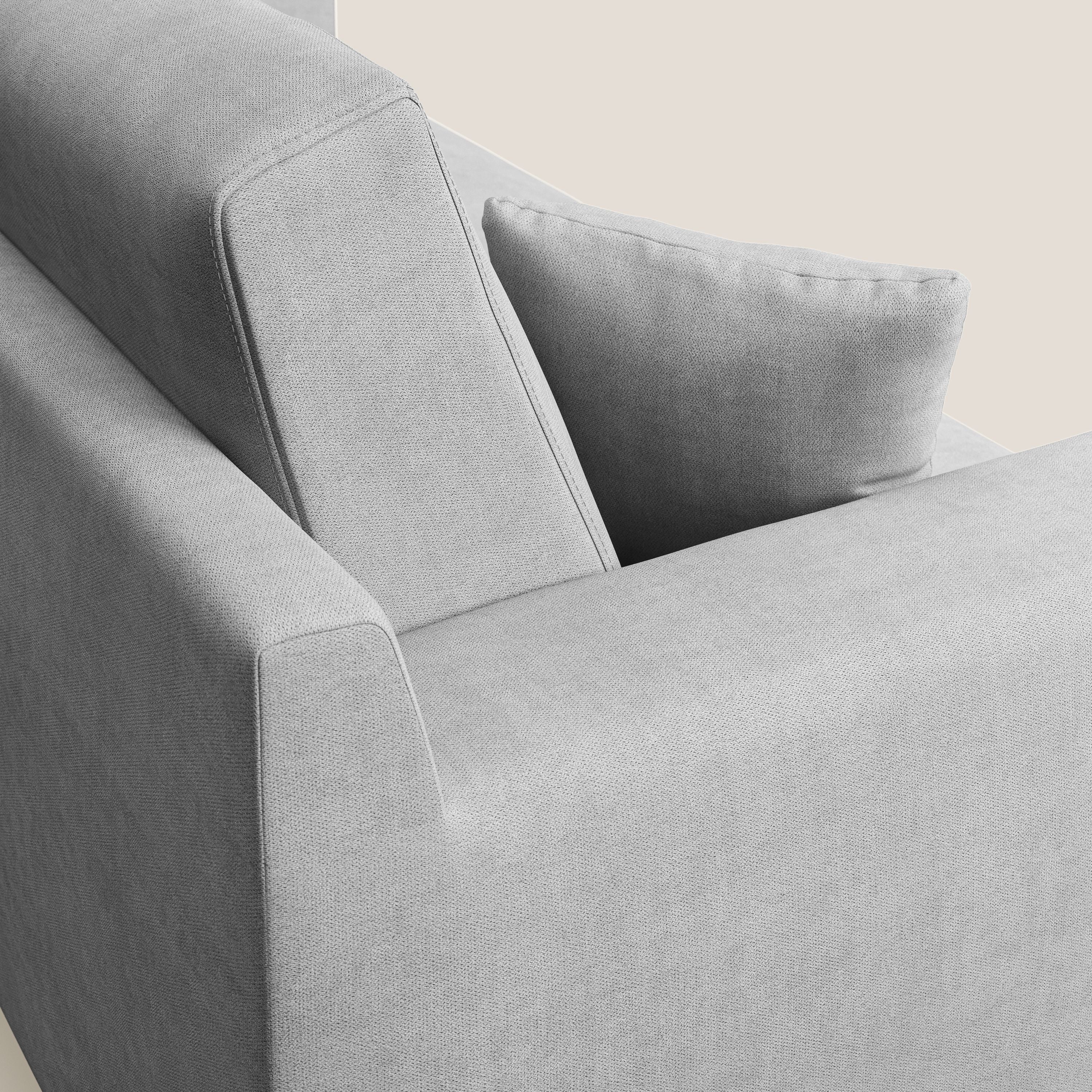 Danish divano moderno in tessuto morbido impermeabile T02 grigio chiaro - divani.store