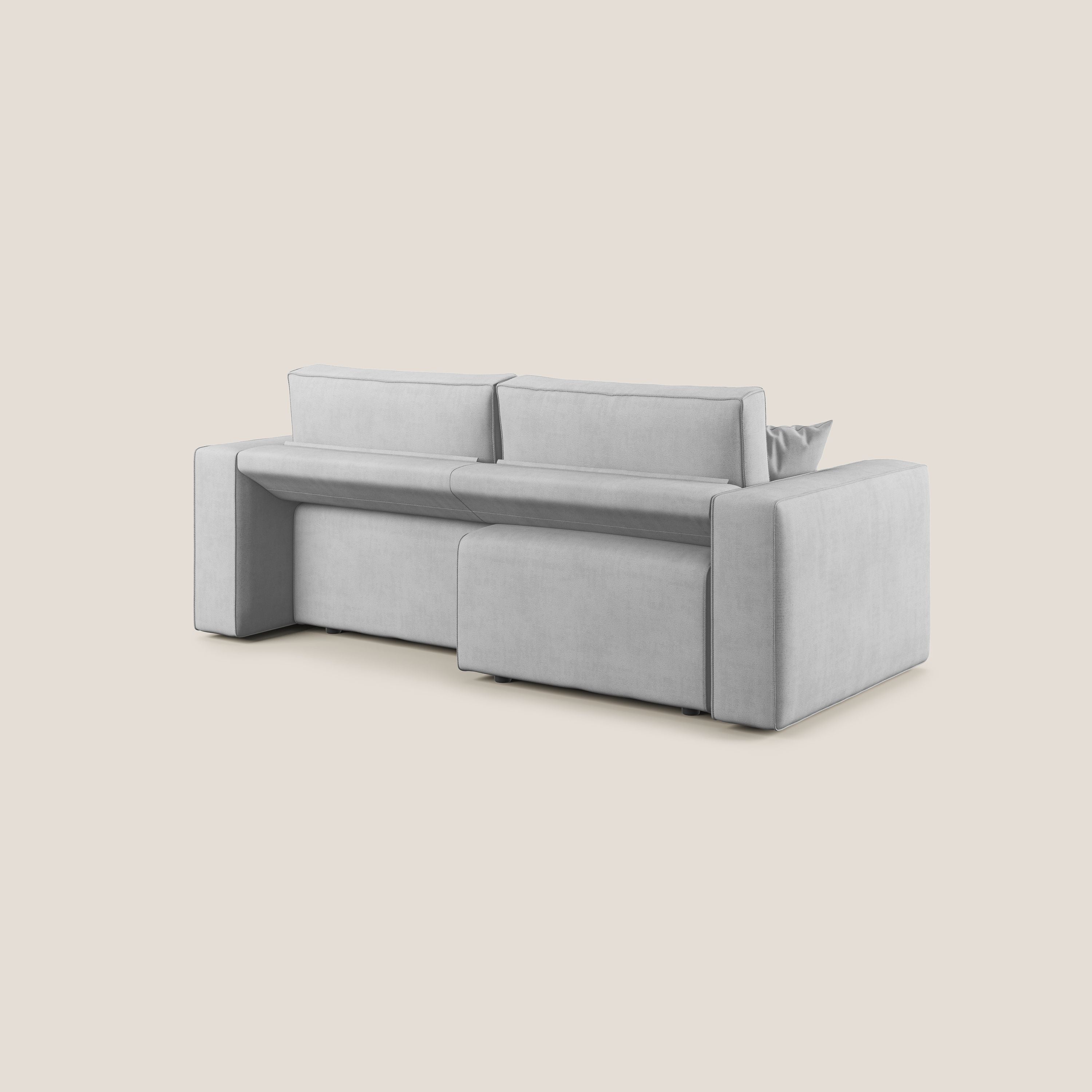 Morfeo divano con sedute estraibili in morbido tessuto impermeabile T02 grigio chiaro - divani.store