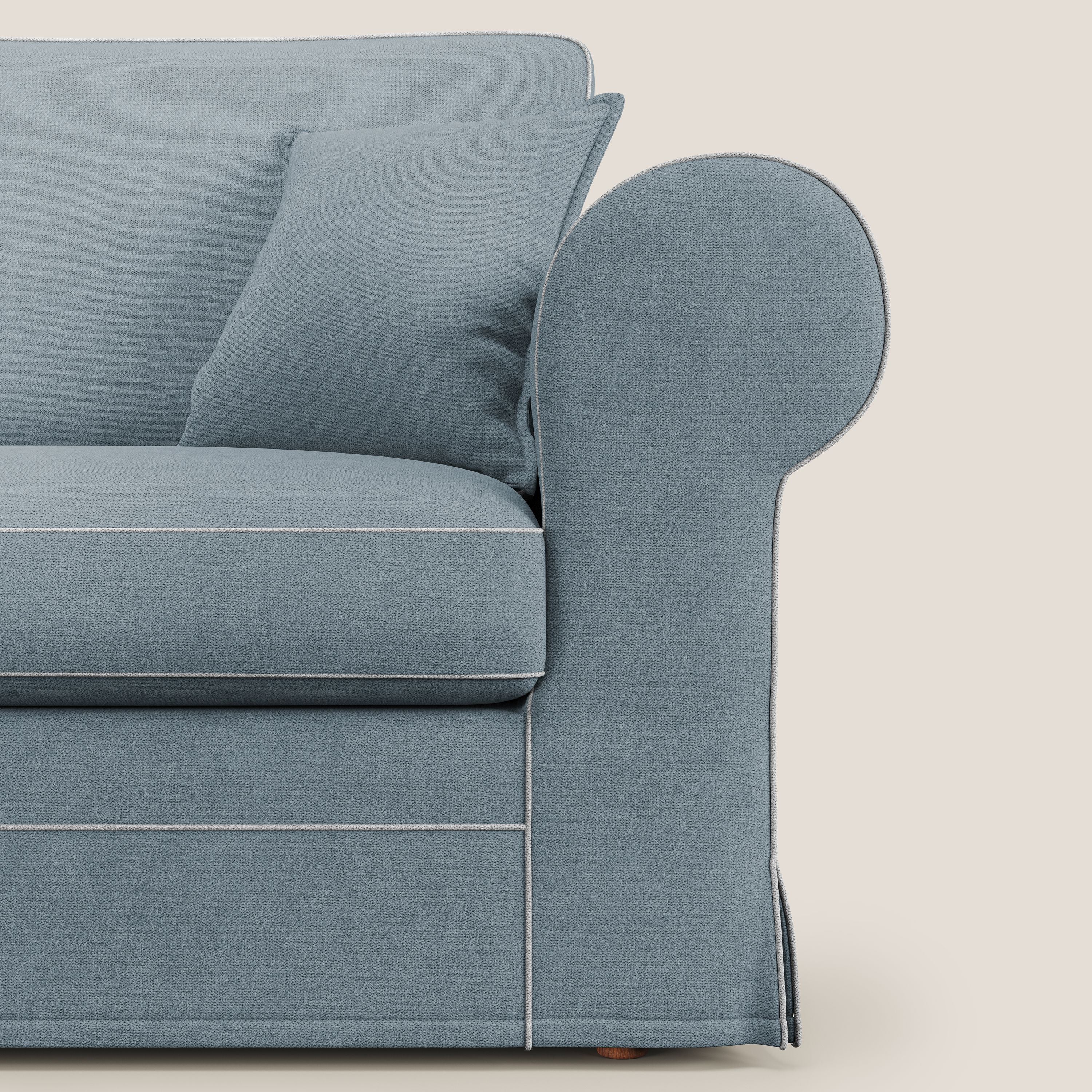 Lady divano classico bicolore in piuma d'oca realizzato con tessuto impermeabile T02 carta da zucchero - bianco - divani.store