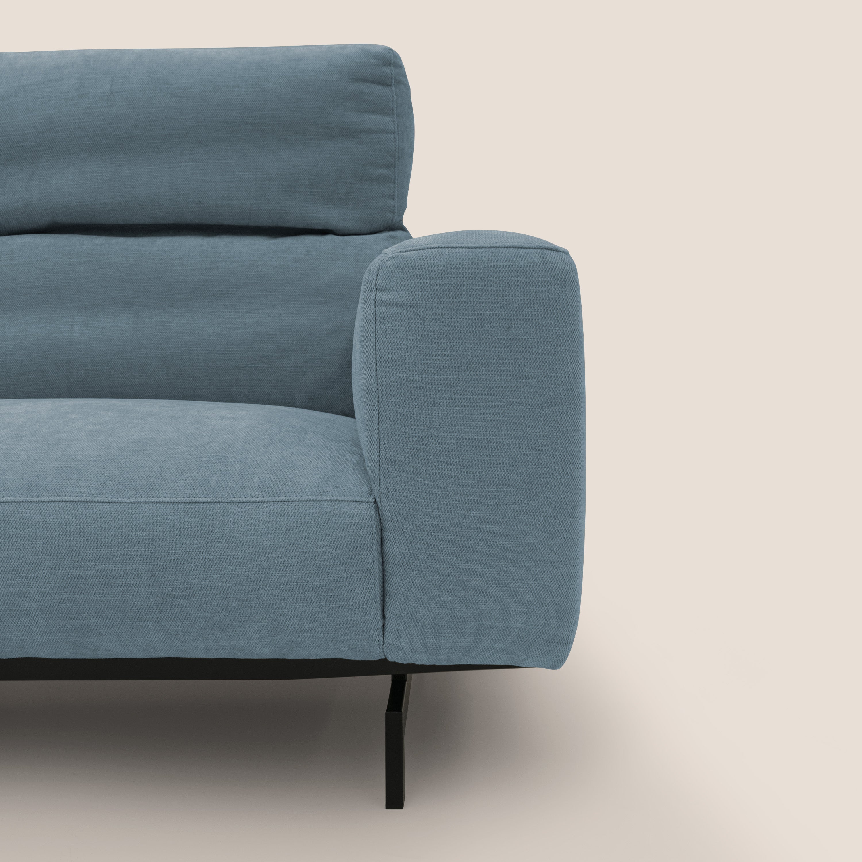 Sakura divano in piuma d'oca modulare a 3 sedute in morbido tessuto fiammato impermeabile T14 carta da zucchero - divani.store