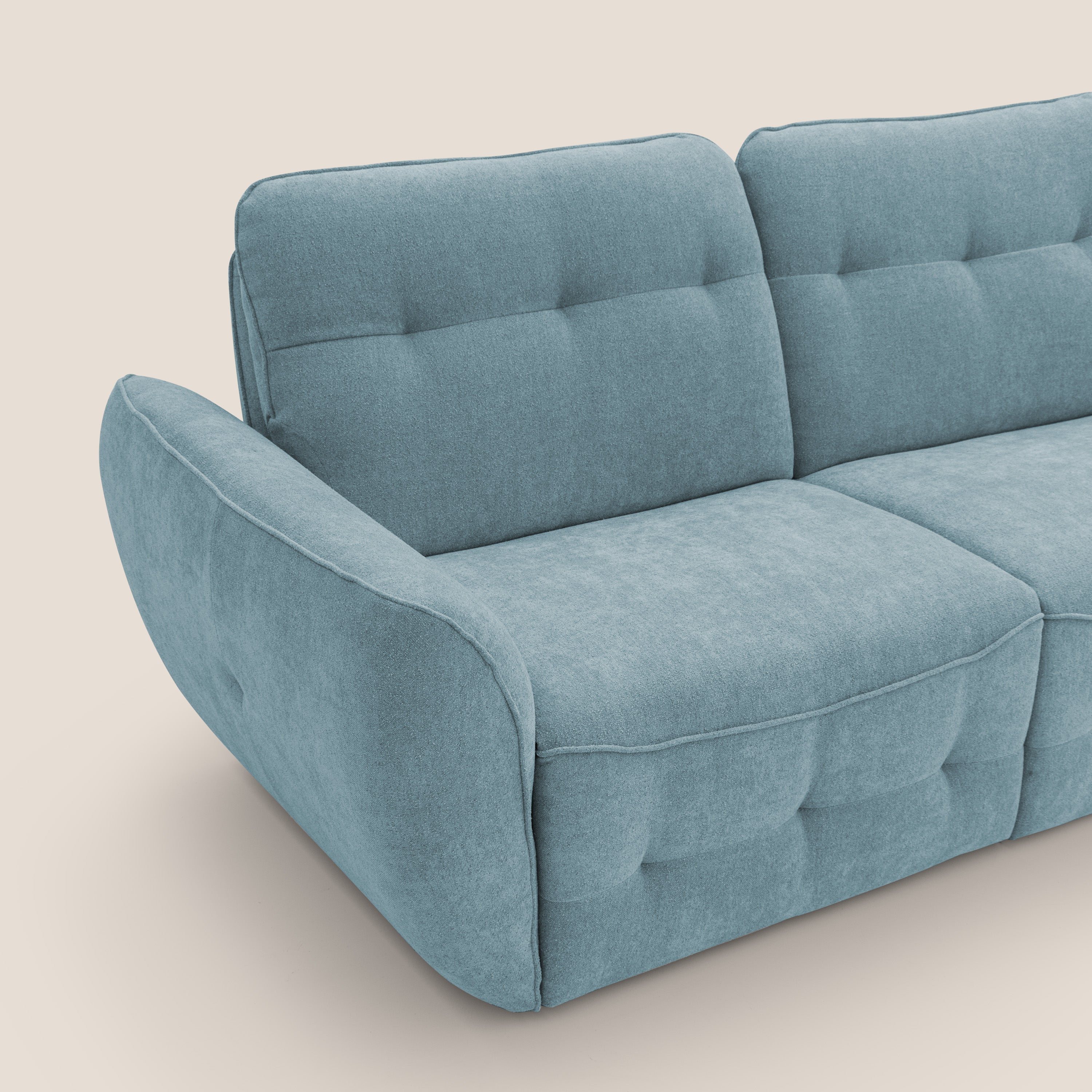 Cerbero divano 2 e 3 posti in morbido bouclé impermeabile T07 carta da zucchero - divani.store