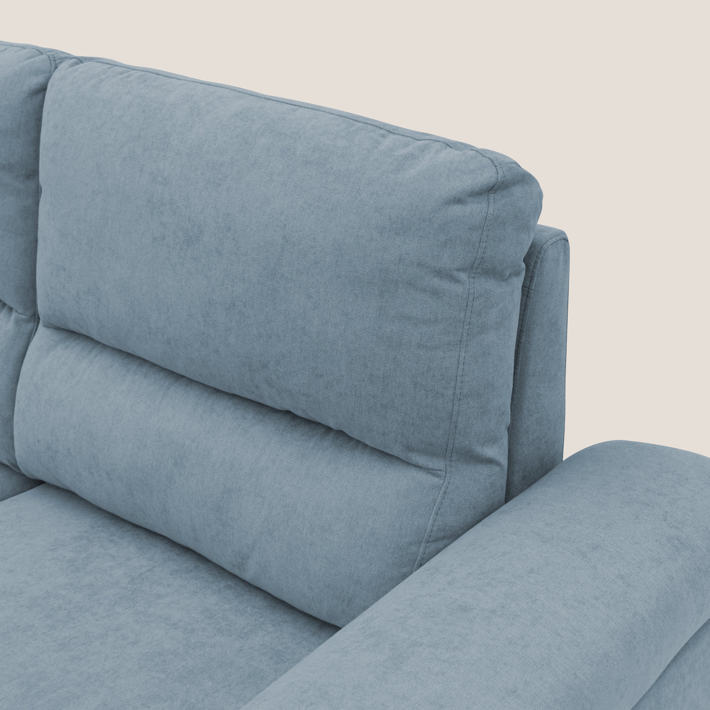 Minerva divano con pouf estraibile poggiapiedi in tessuto morbido impermeabile T02 carta da zucchero - divani.store