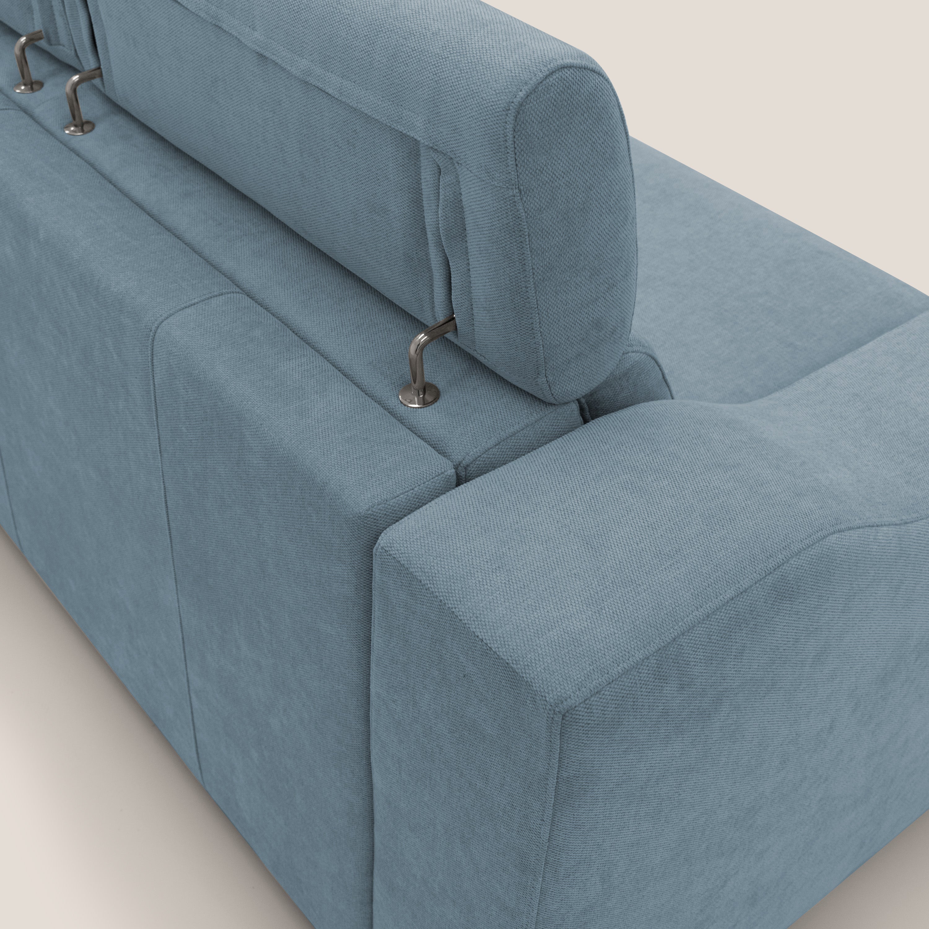 Bomber divano letto matrimoniale con poggiatesta in tessuto impermeabile T14 carta da zucchero - divani.store