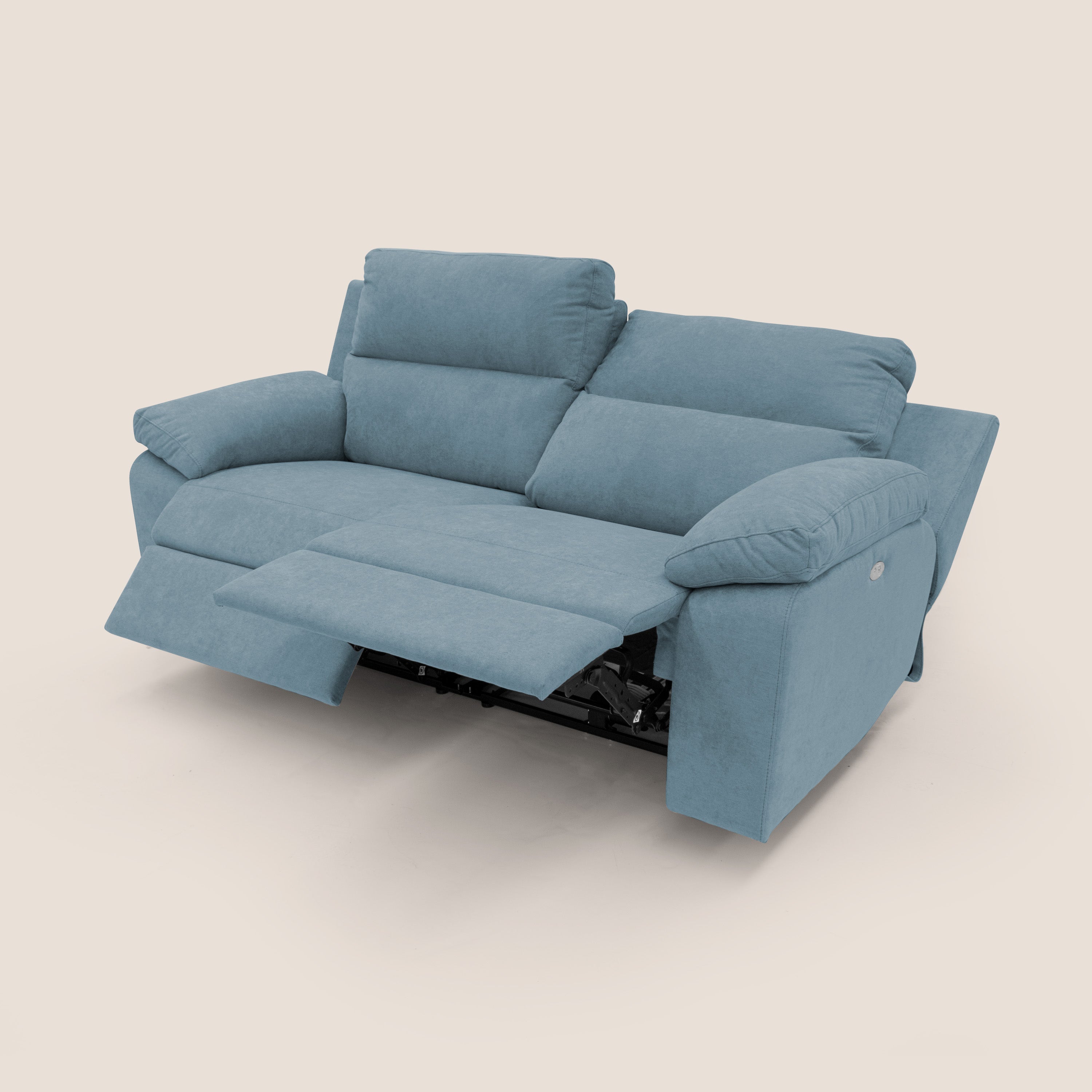 Romeo Divano relax con recliner elettrico in morbido tessuto impermeabile T02 carta da zucchero - divani.store