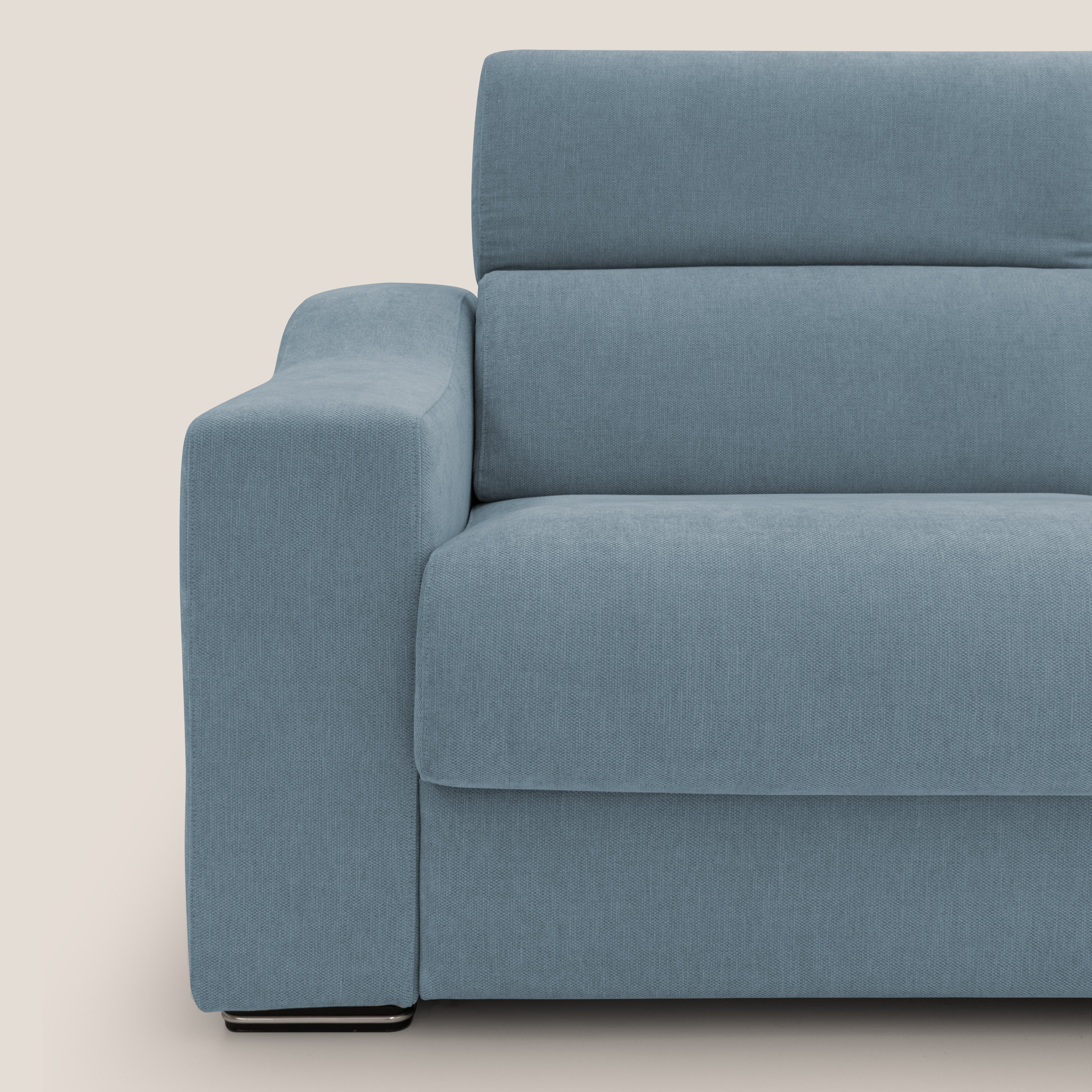 Bomber divano letto matrimoniale con poggiatesta in tessuto impermeabile T14 carta da zucchero - divani.store