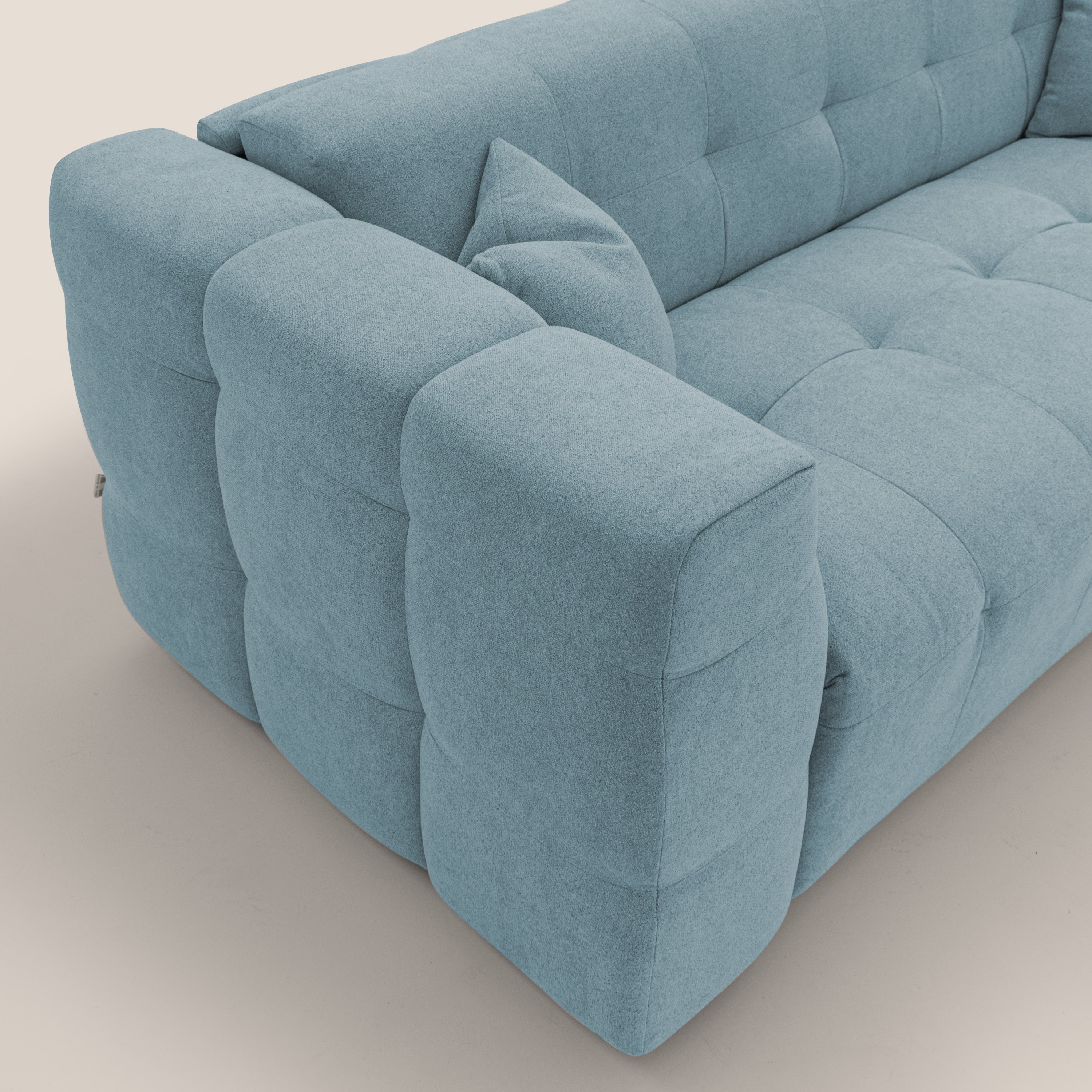 Tender Divano letto matrimoniale dal design innovativo in tessuto bouclet impermeabile T07 carta da zucchero - divani.store