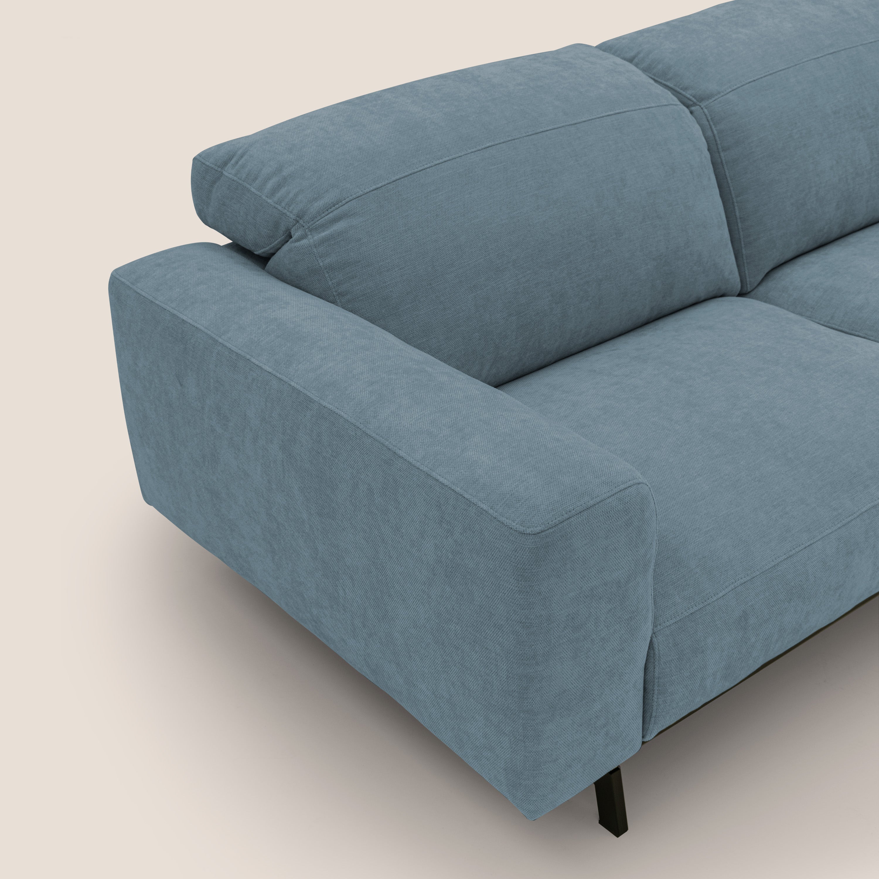 Sakura divano in piuma d'oca modulare a 3 sedute in morbido tessuto fiammato impermeabile T14 carta da zucchero - divani.store