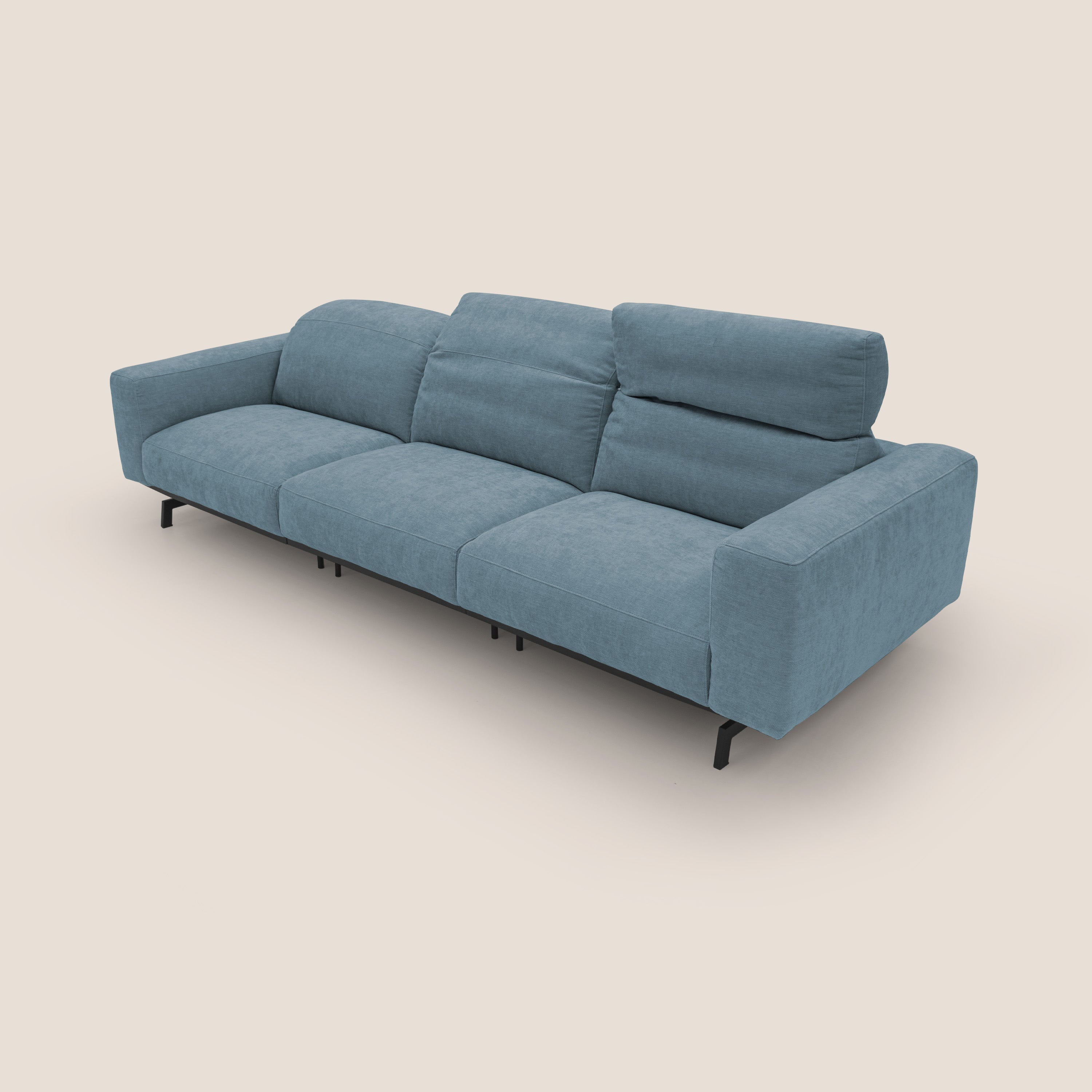 Sakura divano in piuma d'oca modulare a 3 sedute in morbido tessuto fiammato impermeabile T14 carta da zucchero - divani.store