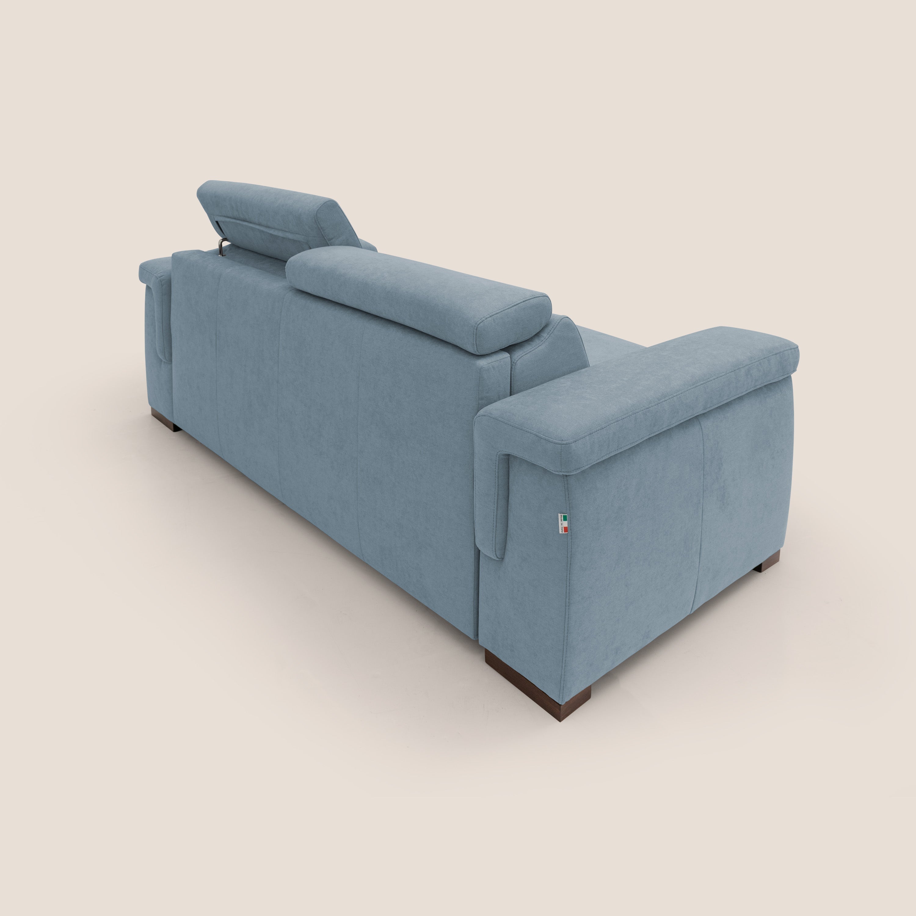 Giunone divano letto con materasso alto 18 cm e poggiatesta reclinabili in tessuto impermeabile T02 carta da zucchero - divani.store