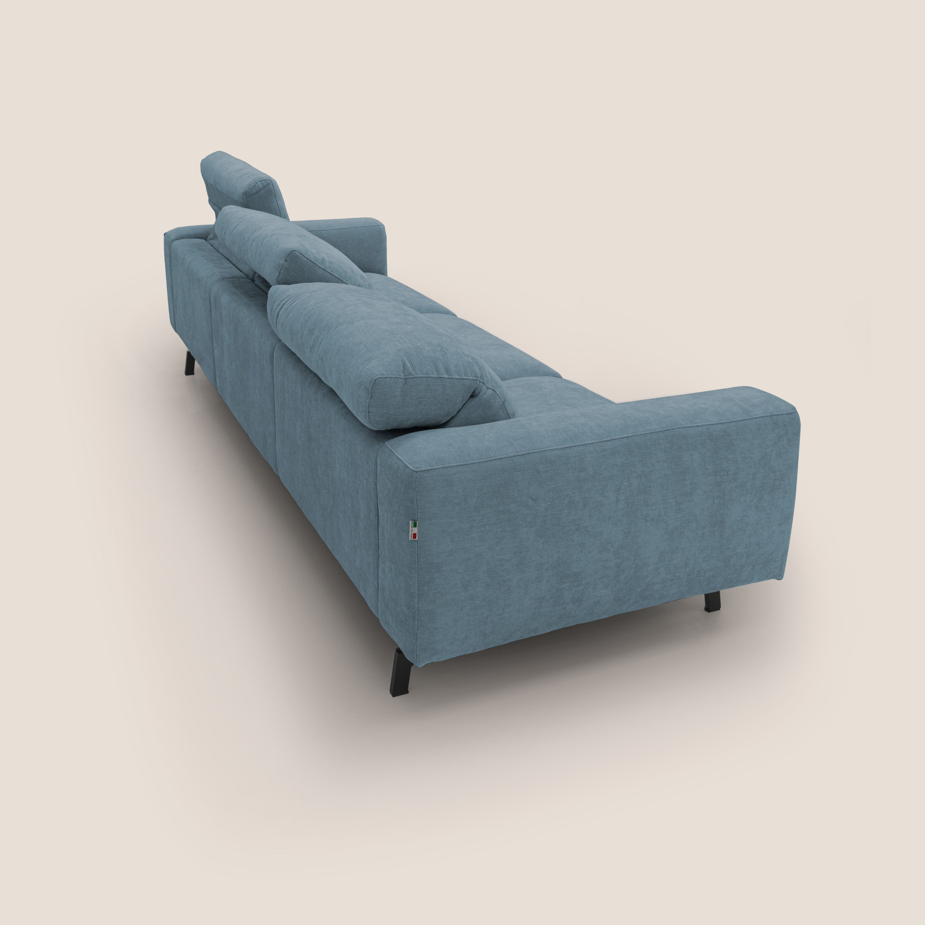 Sakura divano in piuma d'oca modulare a 3 sedute in morbido tessuto fiammato impermeabile T14 carta da zucchero - divani.store