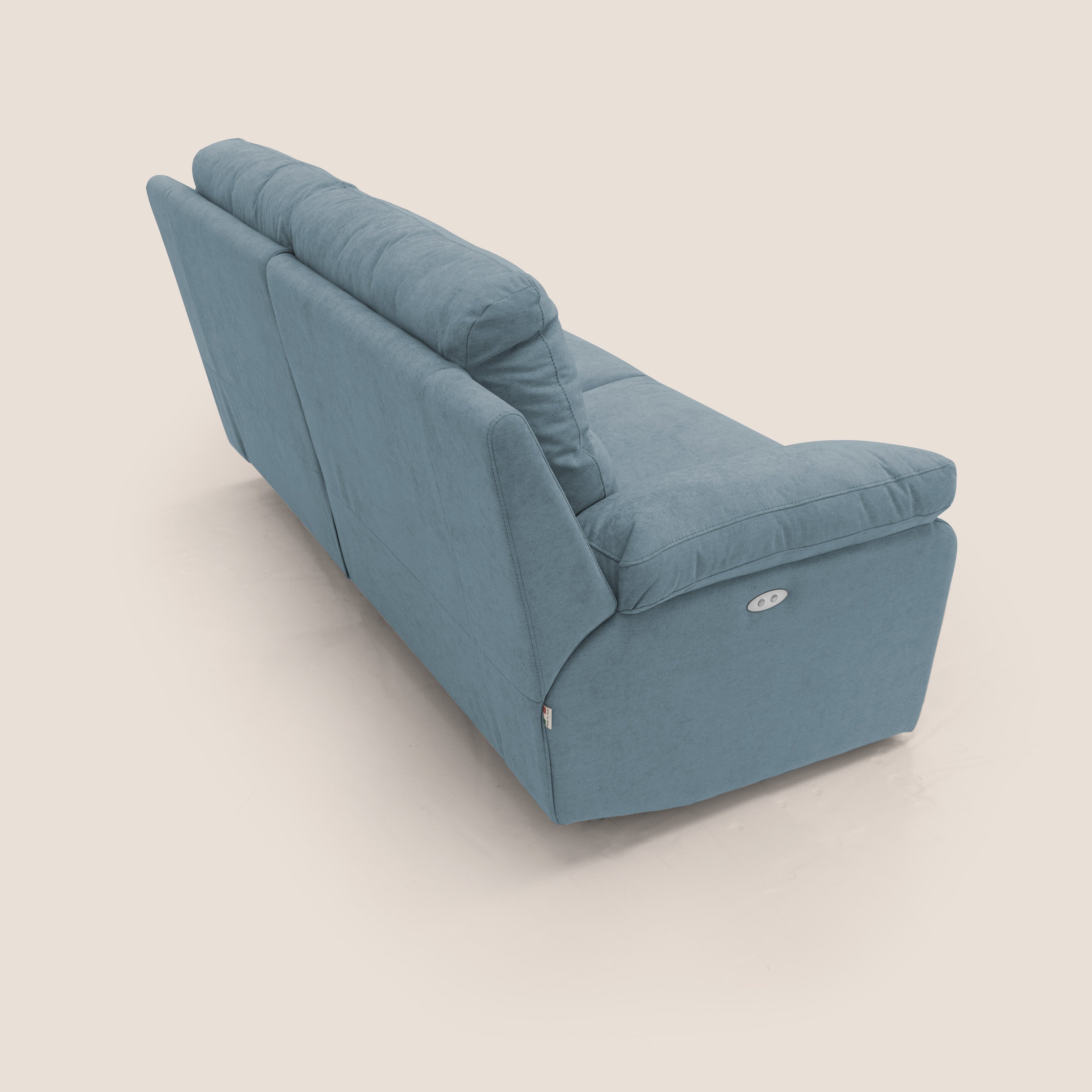 Romeo Divano relax con recliner elettrico in morbido tessuto impermeabile T02 carta da zucchero - divani.store