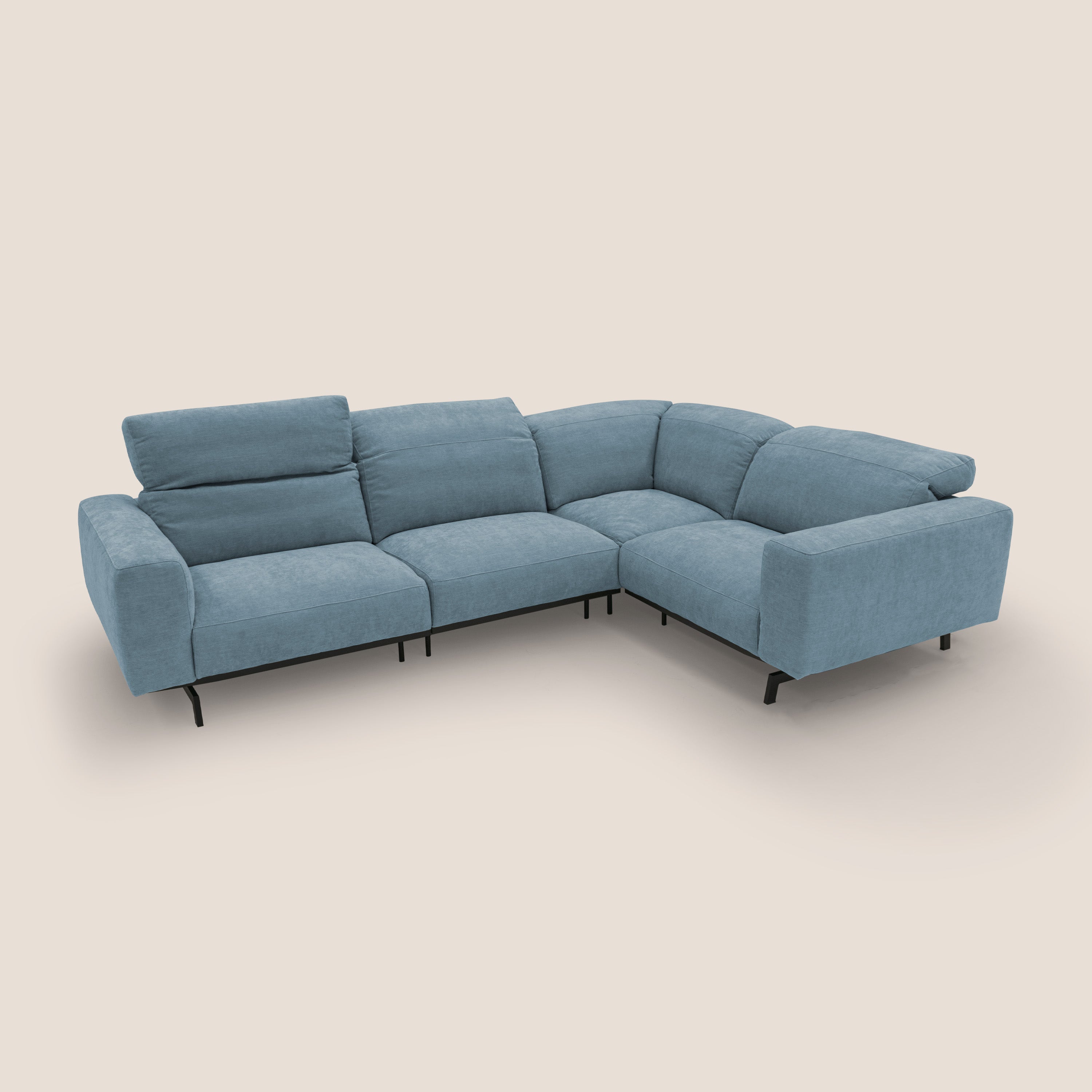 Sakura Canapé d'angle RÉVERSIBLE et modulable en tissu doux et imperméable T14 sucre glace